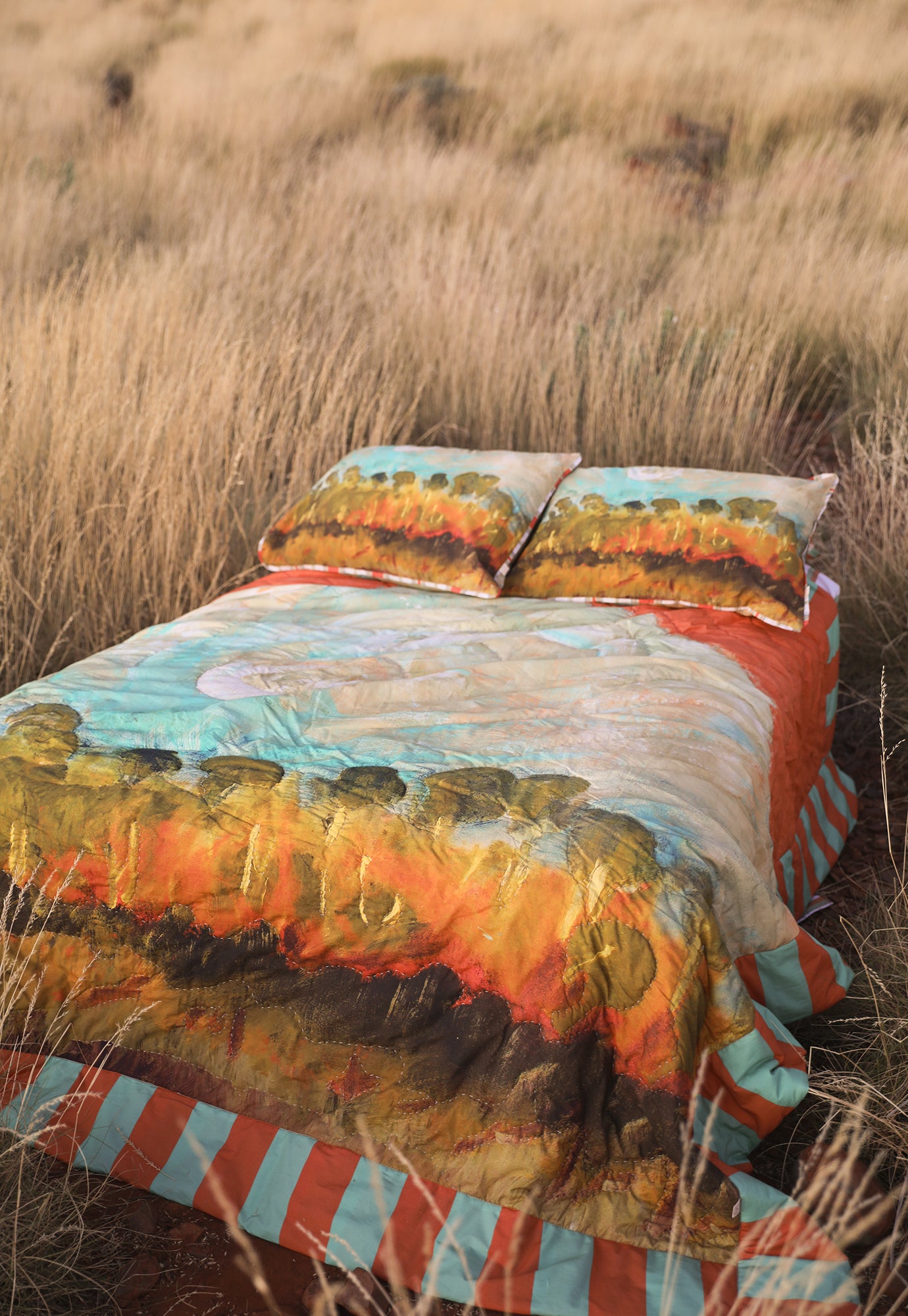 Organic Cotton Kantha Quilt - Cloud Sky