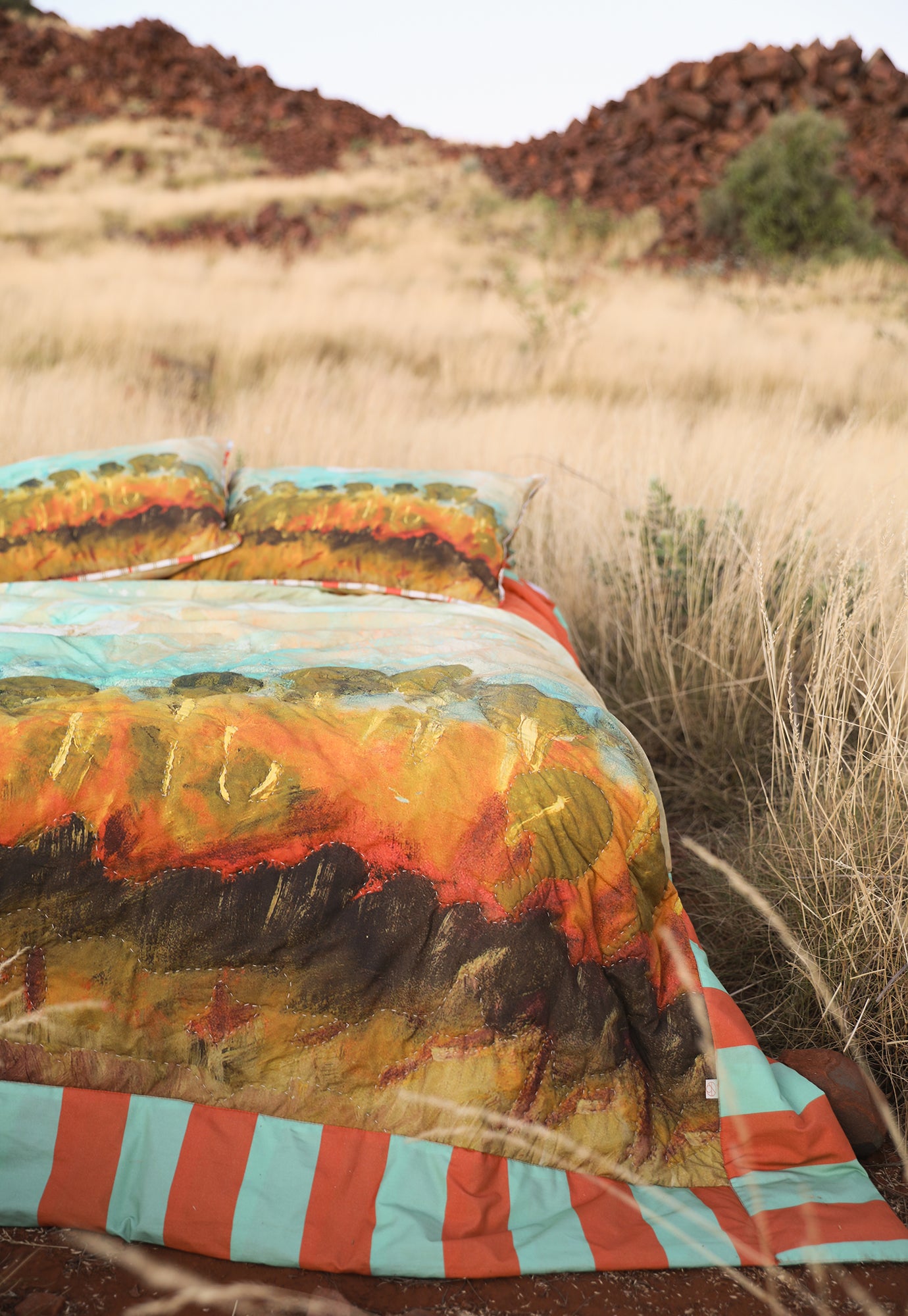 Organic Cotton Kantha Quilt - Cloud Sky