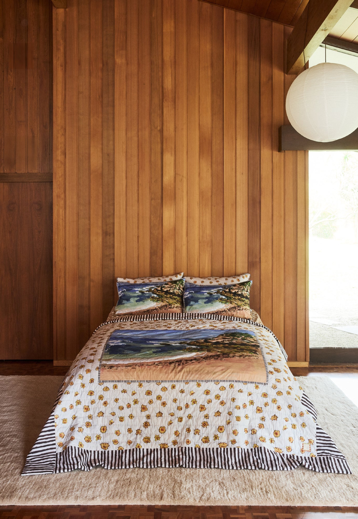 Organic Cotton Kantha Quilt - Beach Landscape