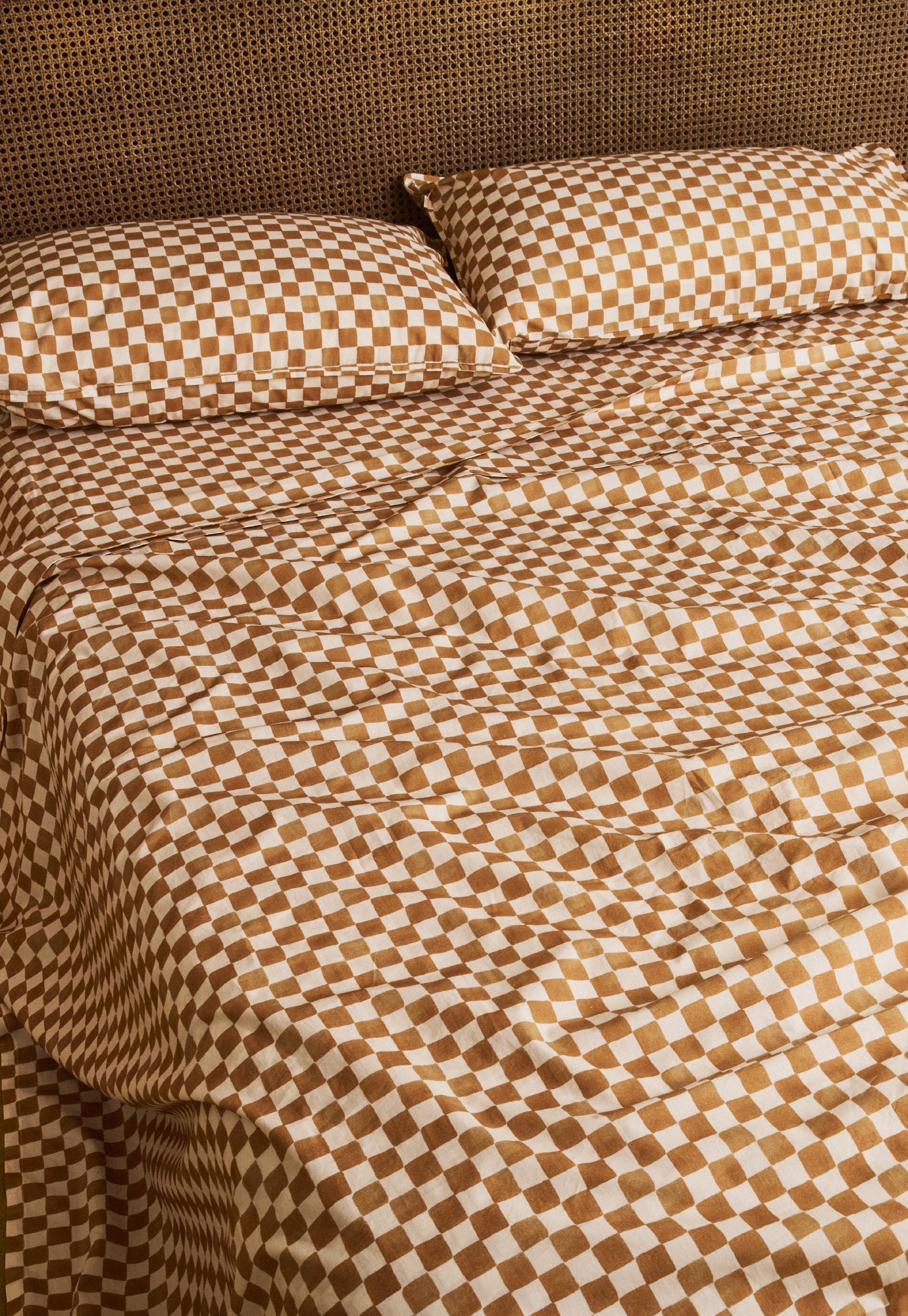 Organic Cotton Fitted Sheet - Timber Checkerboard