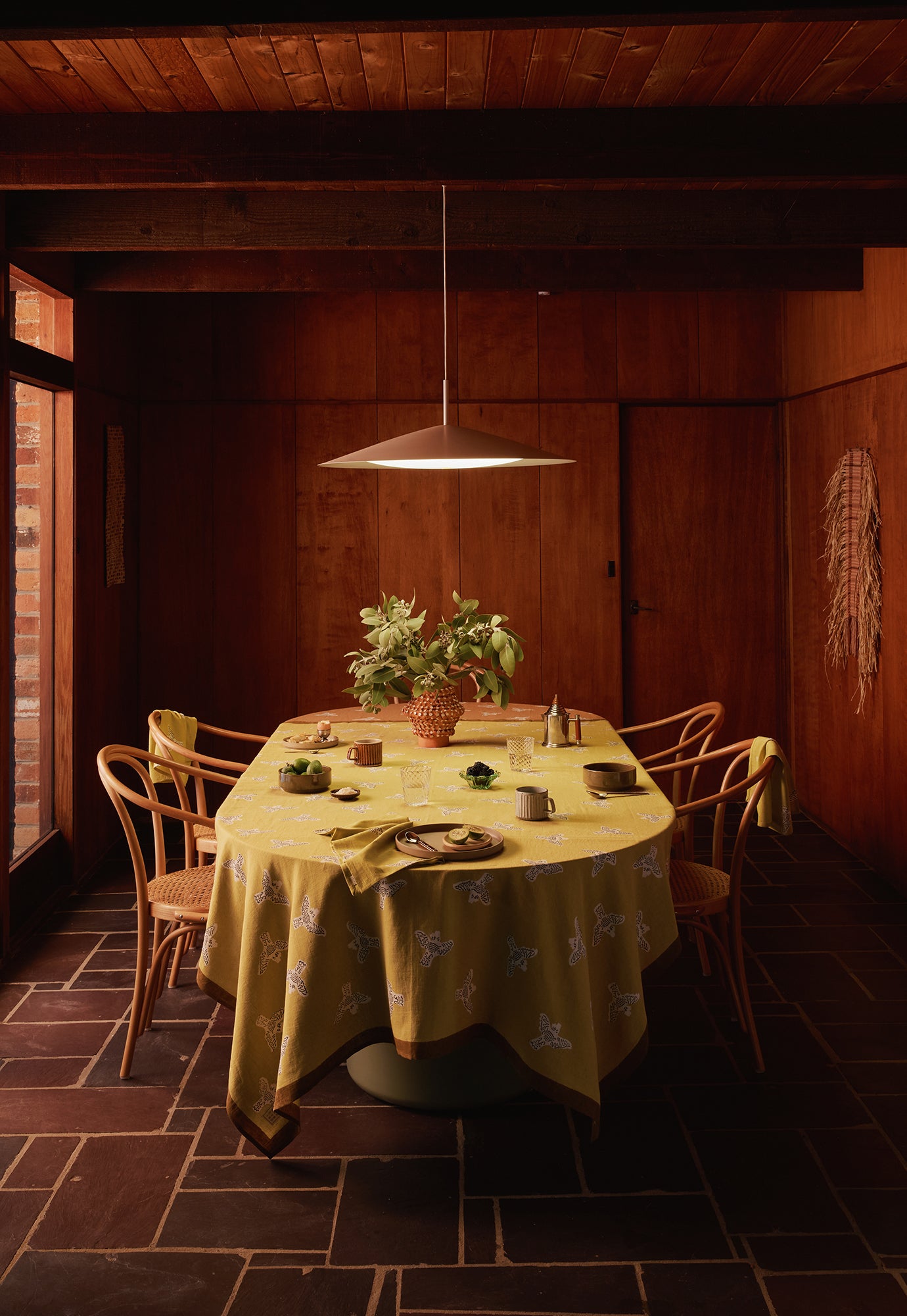 Pre Order | Table Cloth - Cockatoo Mustard