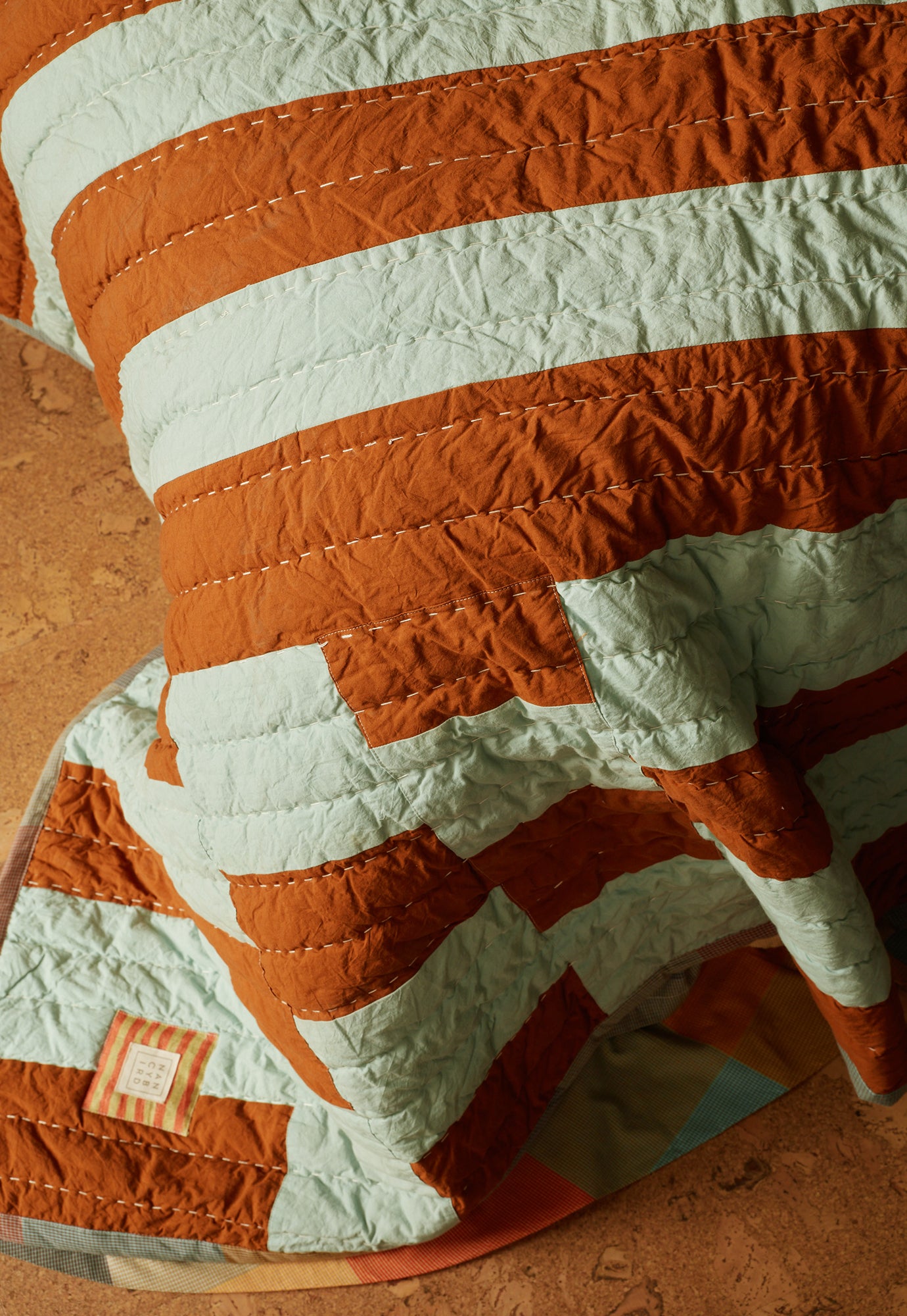 Kantha Quilt - Tobacco Stripe