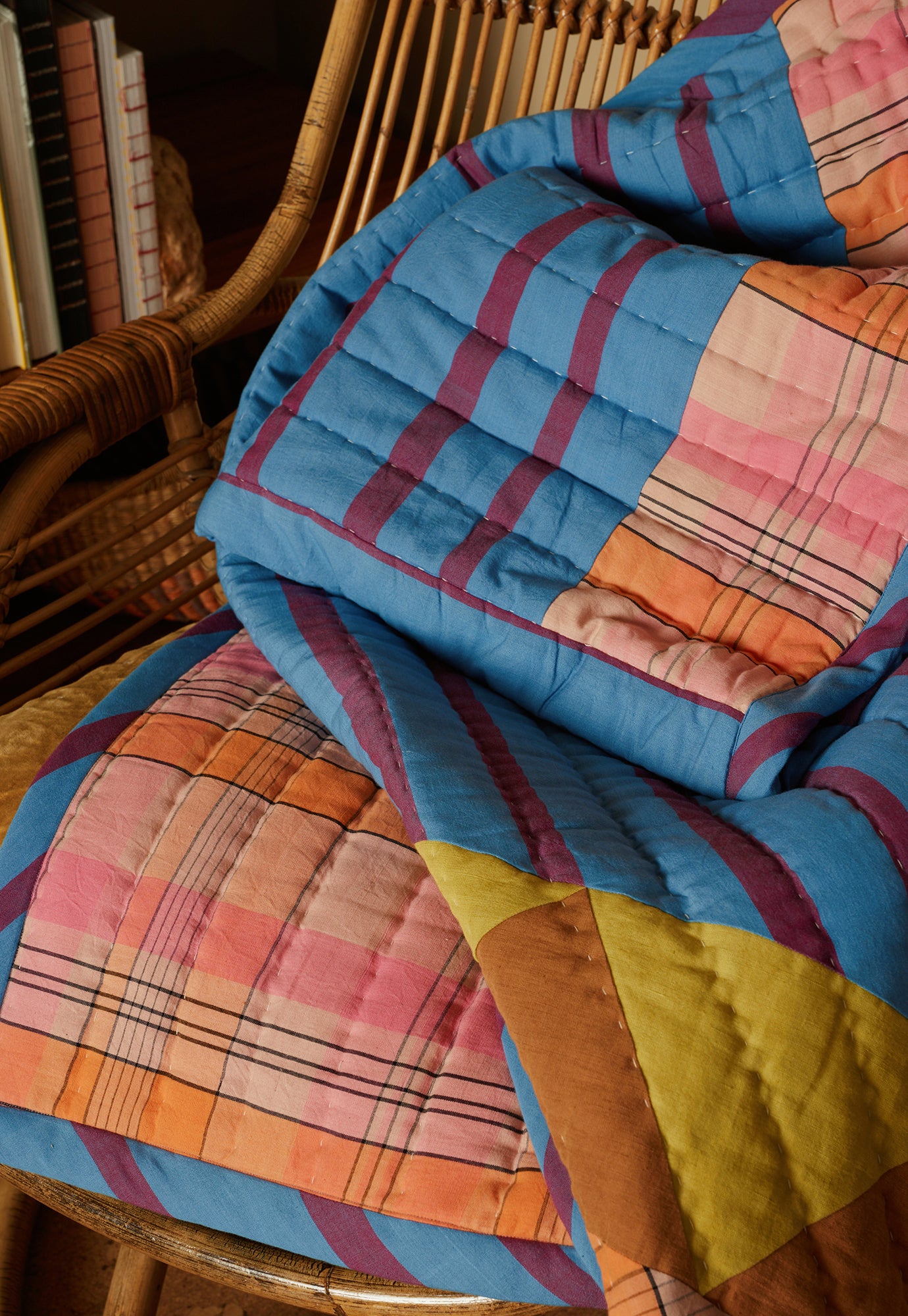Kantha Quilt - Raspberry Stripe