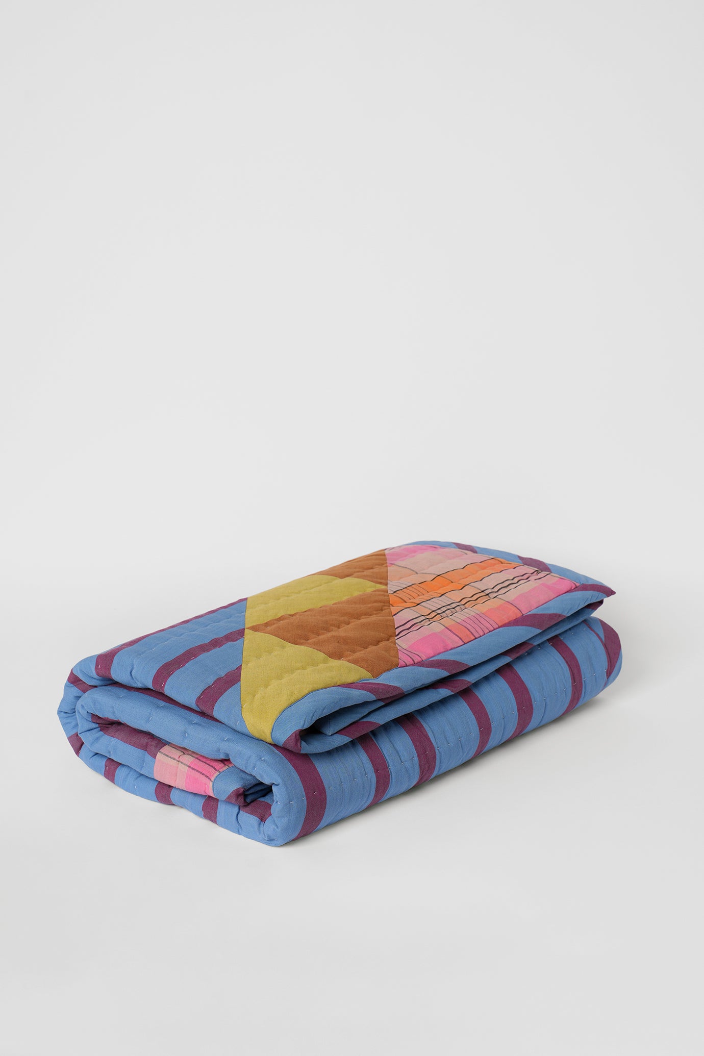 Kantha Quilt - Raspberry Stripe