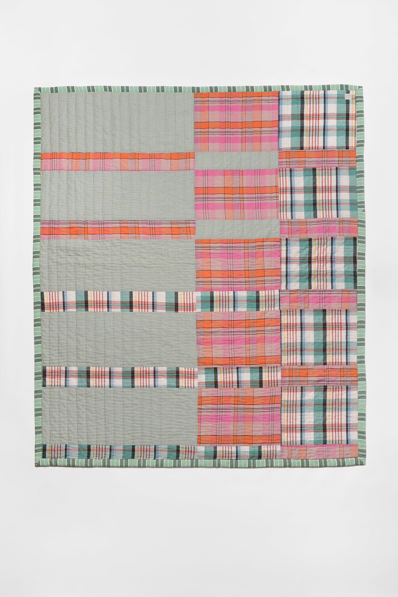Kantha Quilt - Pink and Green