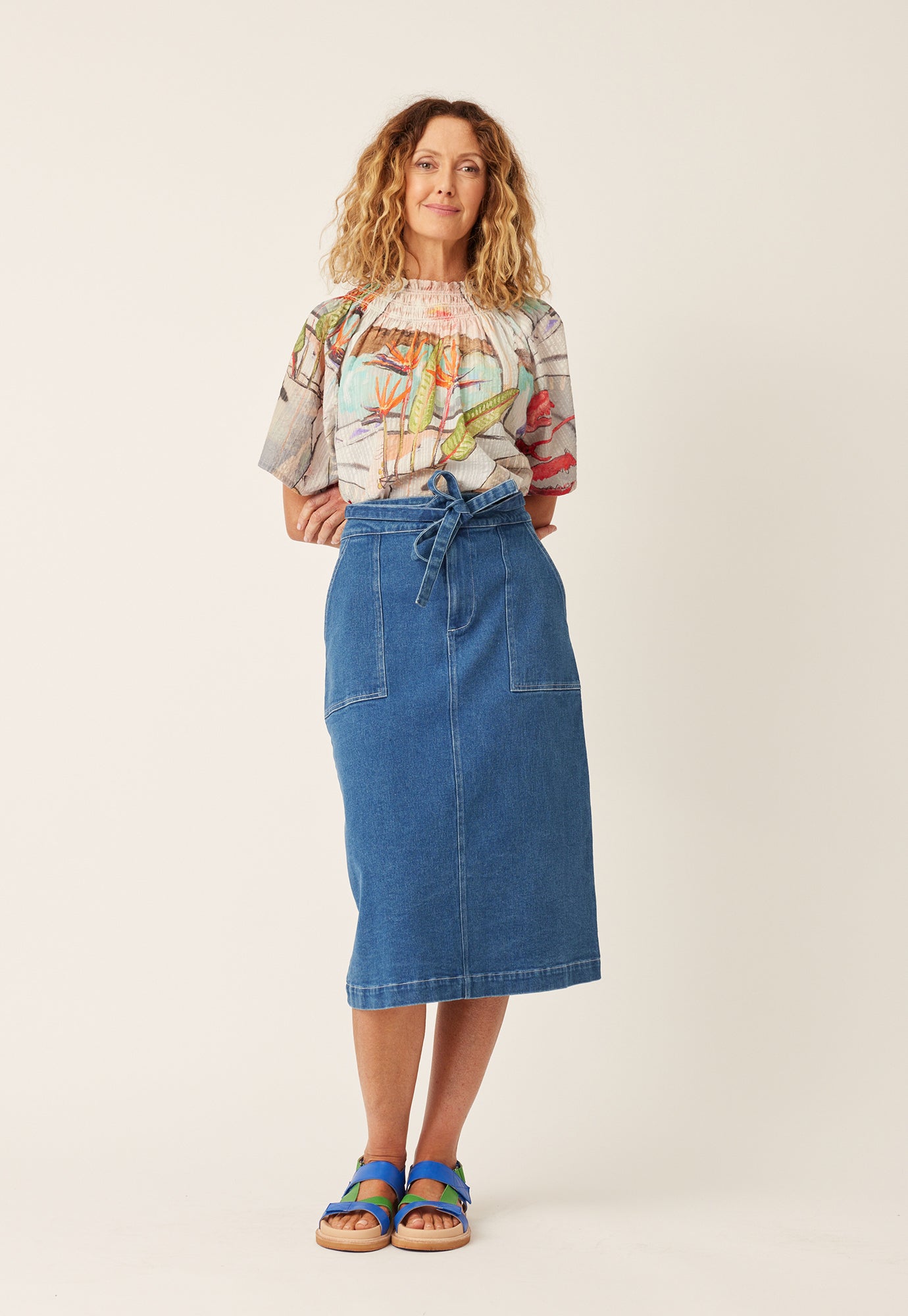 Ume Tie Skirt - Denim