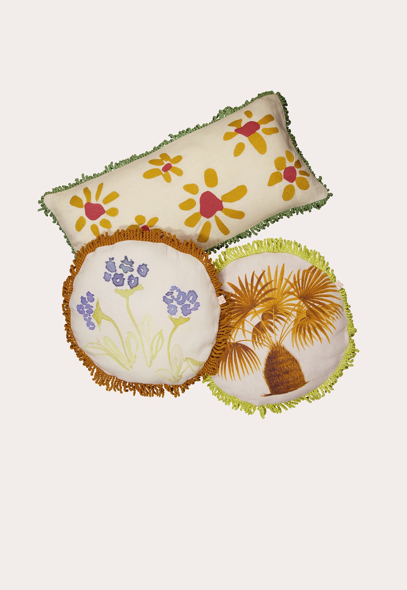 Palm Linen Round Cushion