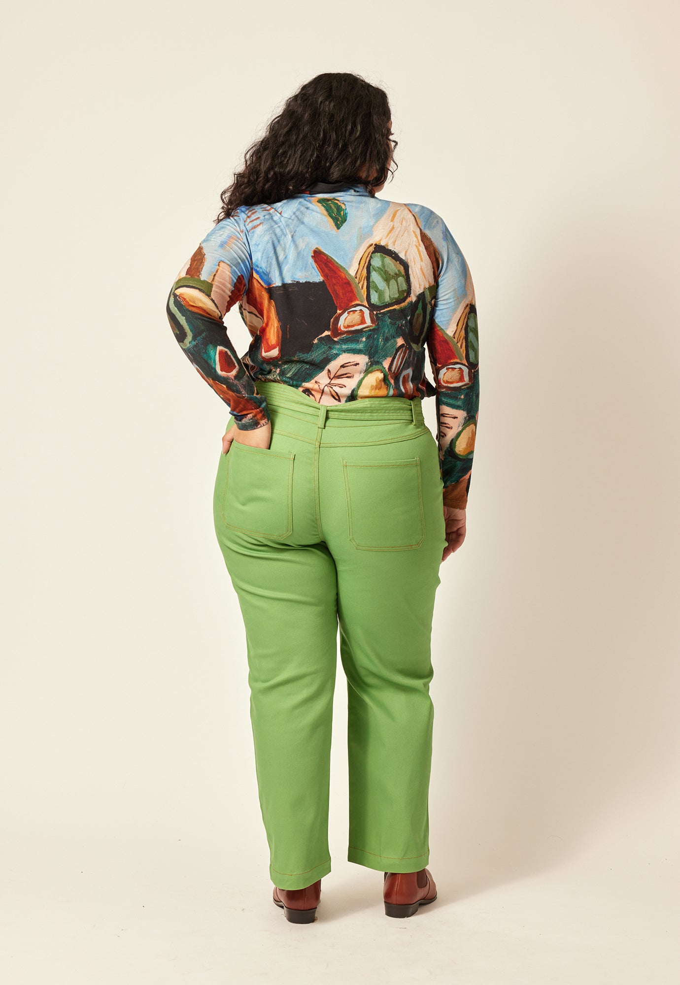 Ina Belted Pant - Apple