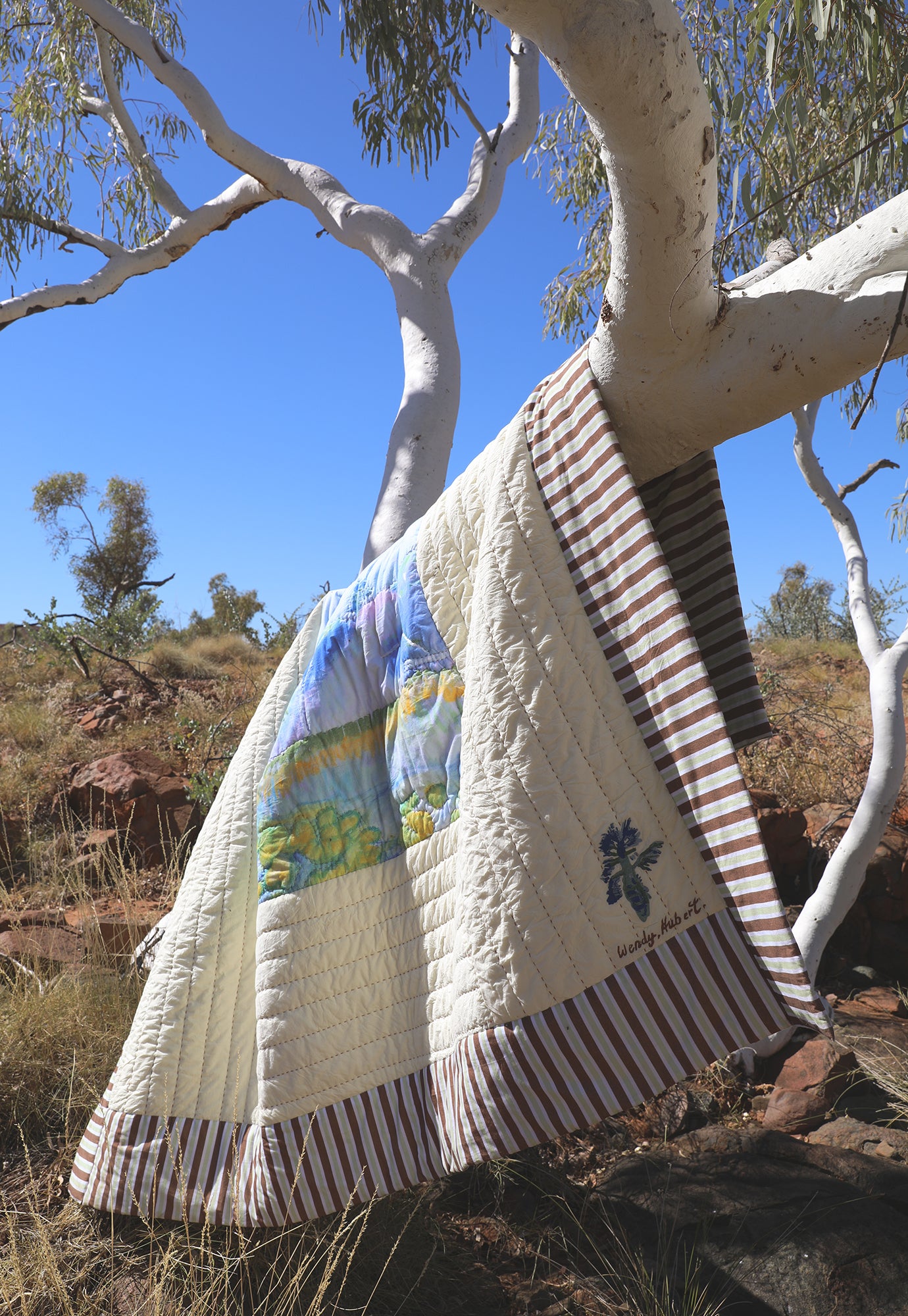 Organic Cotton Kantha Quilt - Lily Pads