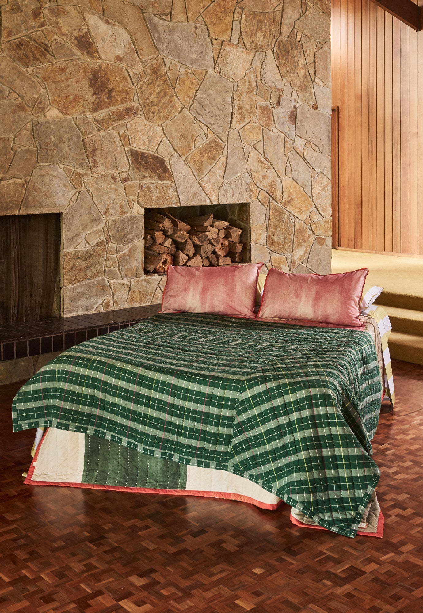 Remnant Kantha Quilt - Fern Check