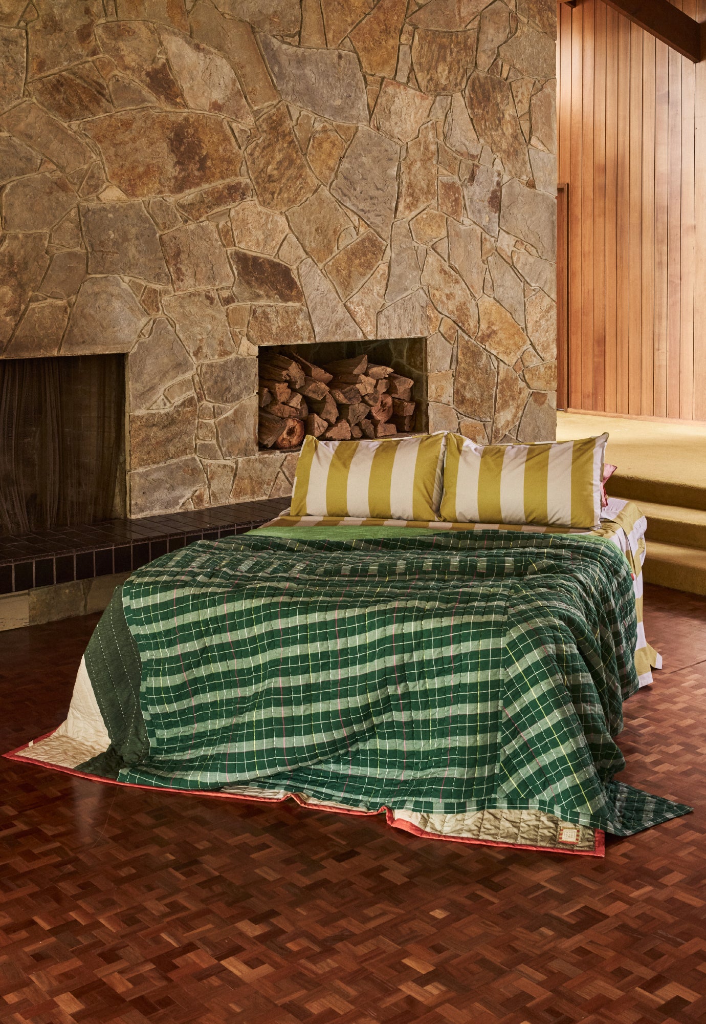 Remnant Kantha Quilt - Fern Check