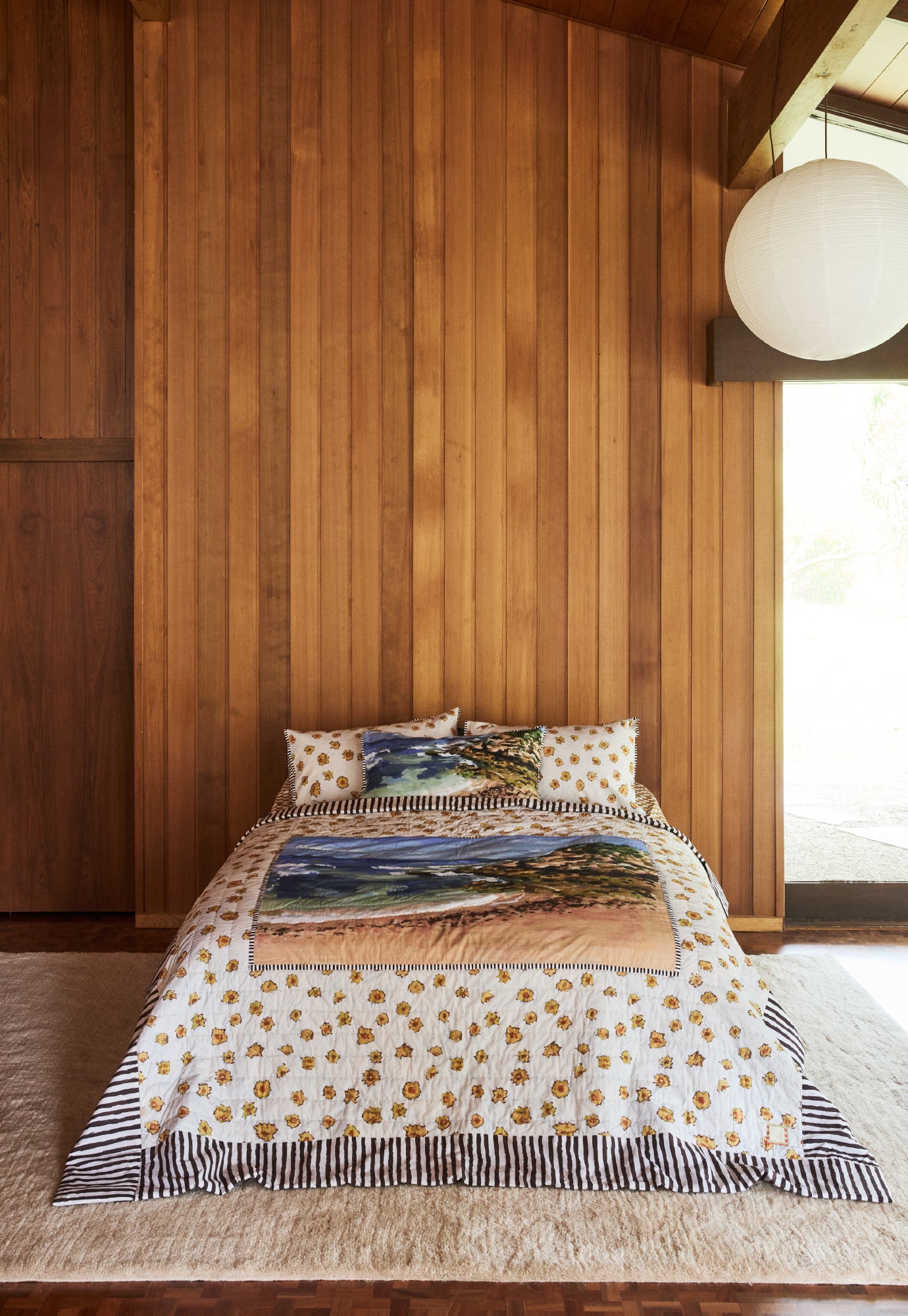 Organic Cotton Kantha Quilt - Beach Landscape