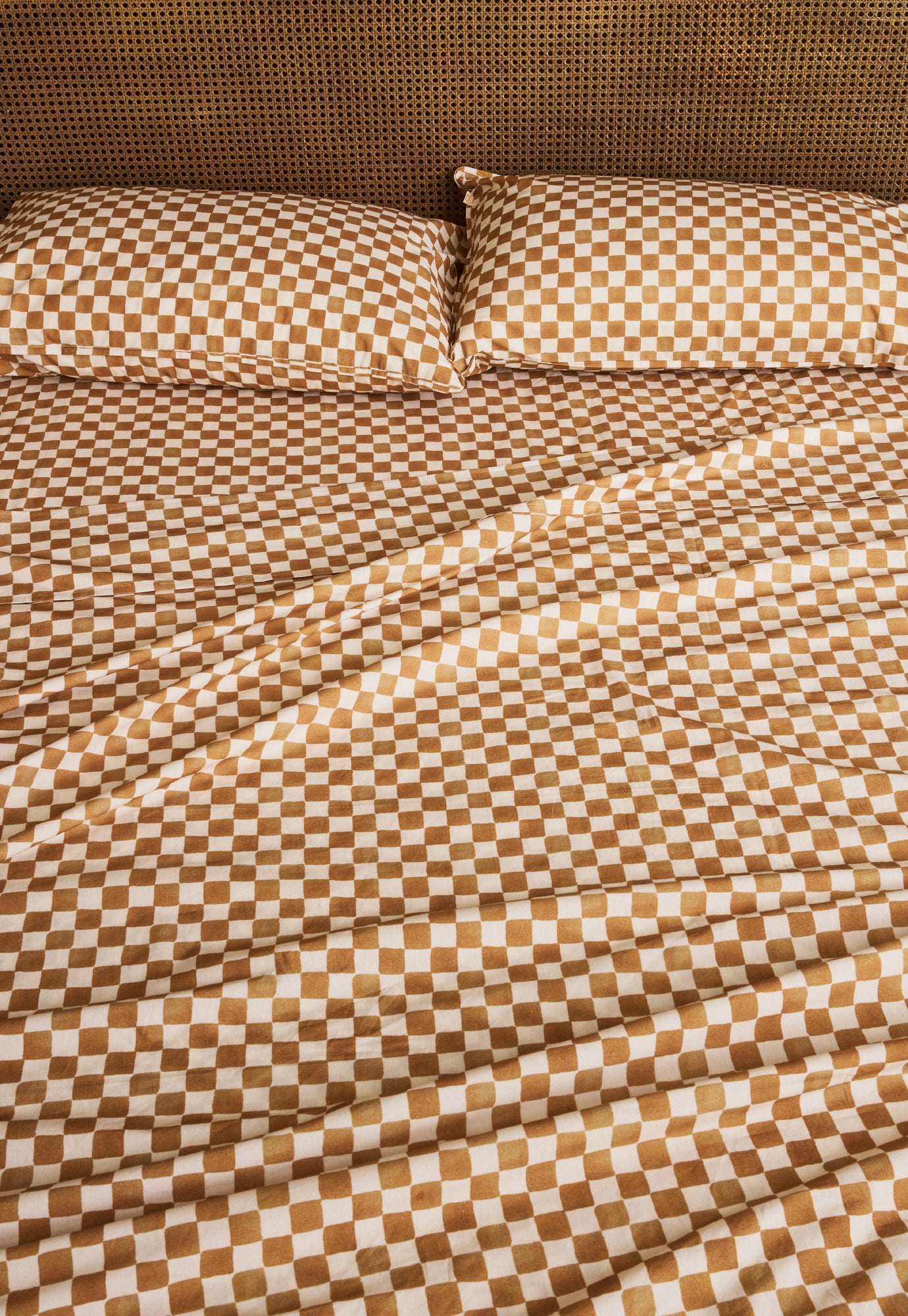 Organic Cotton Flat Sheet - Timber Checkerboard