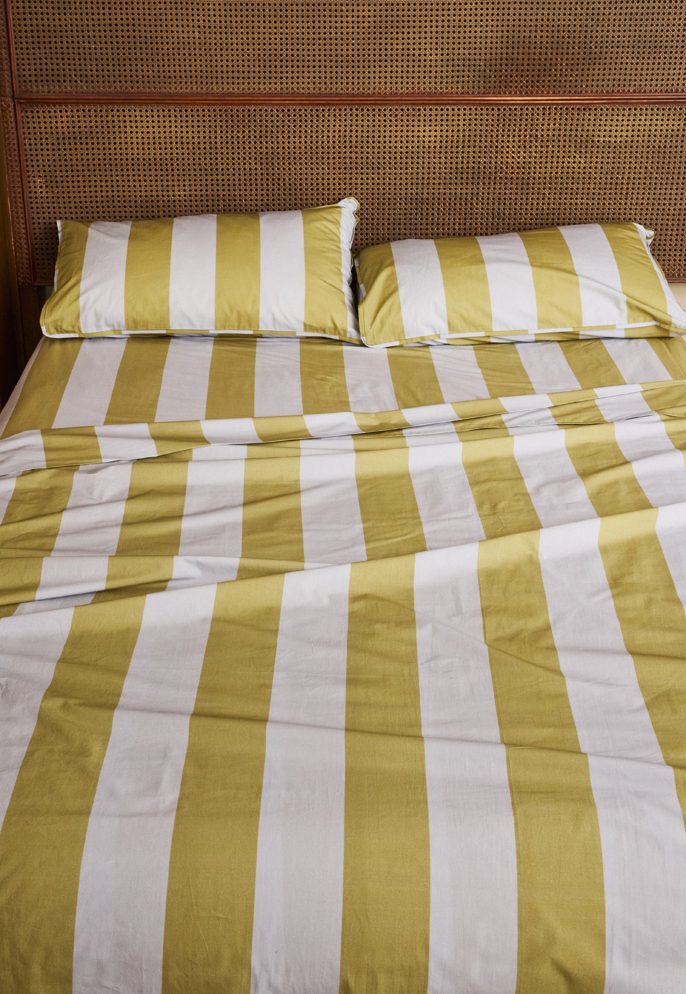 Organic Cotton Flat Sheet - Green Stripe