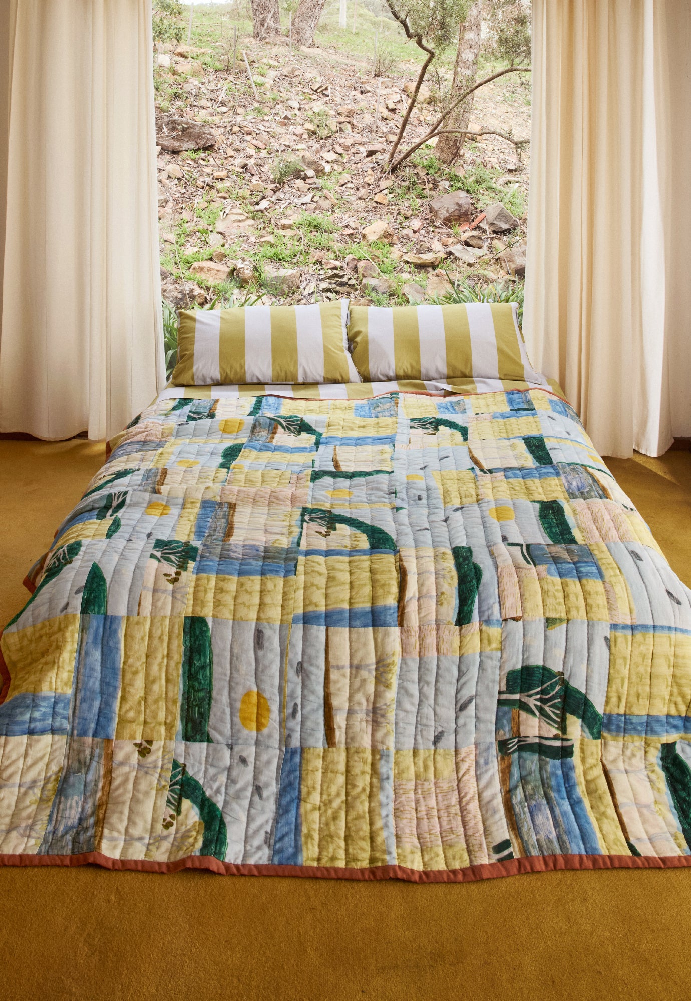 Small Squares Kantha Quilt - Glenloch