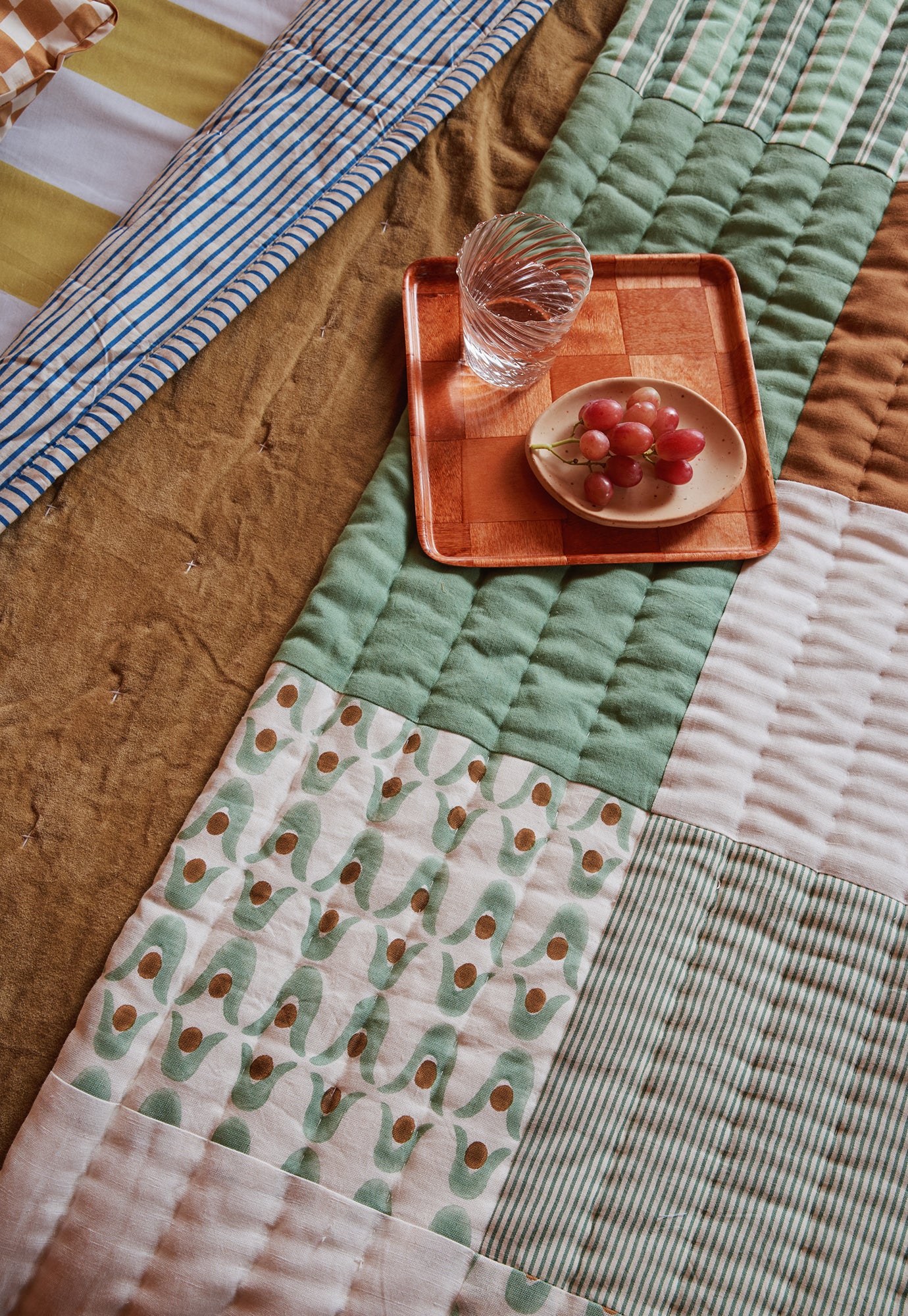 Large Kantha Quilt - Geo Patchwork Squares