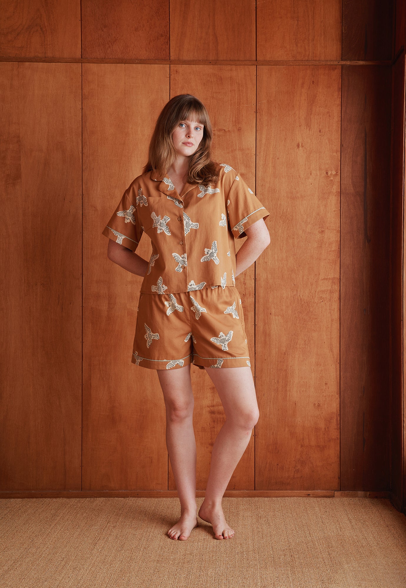 Short Pyjama Set - Cockatoo Brown
