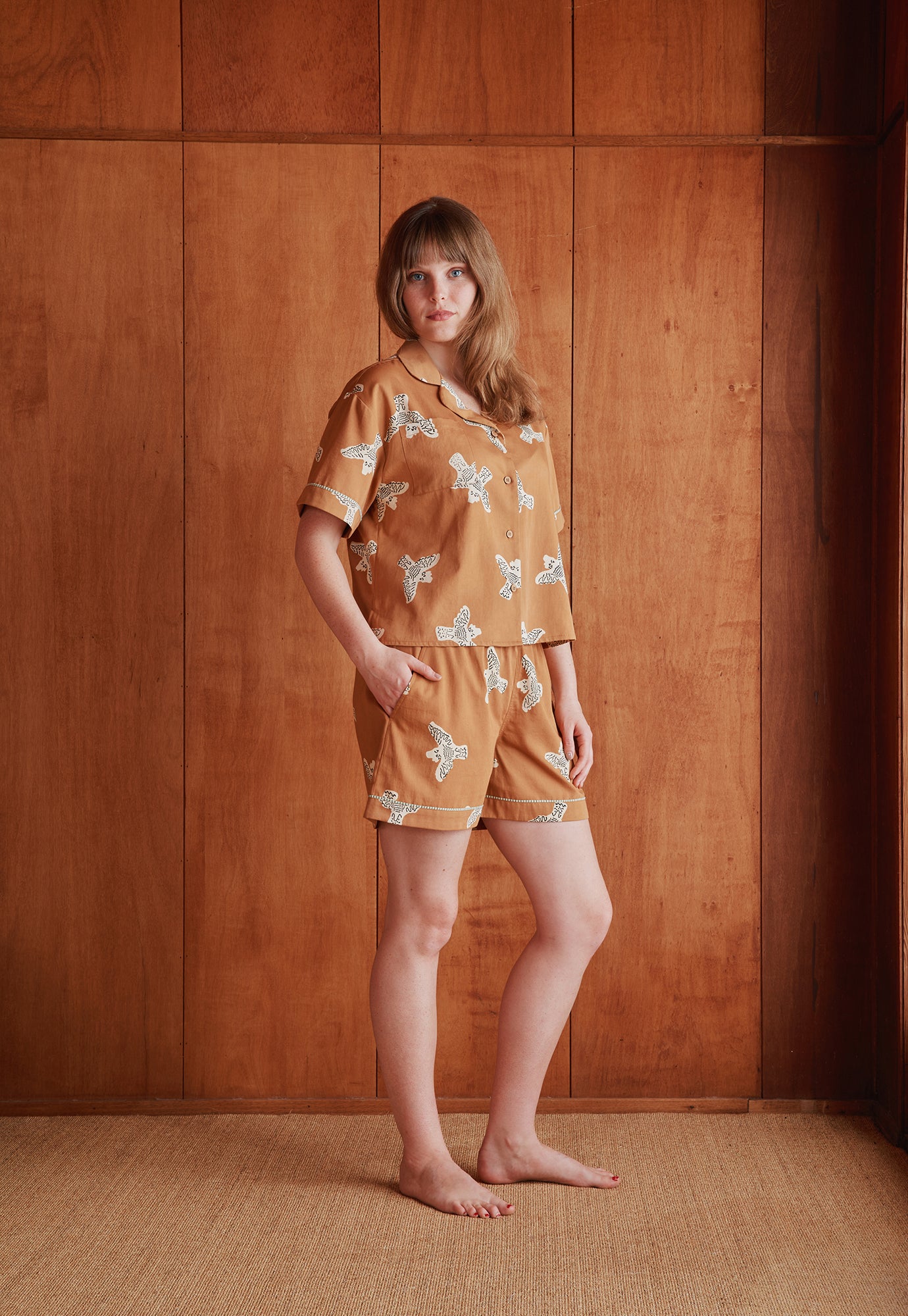 Short Pyjama Set - Cockatoo Brown