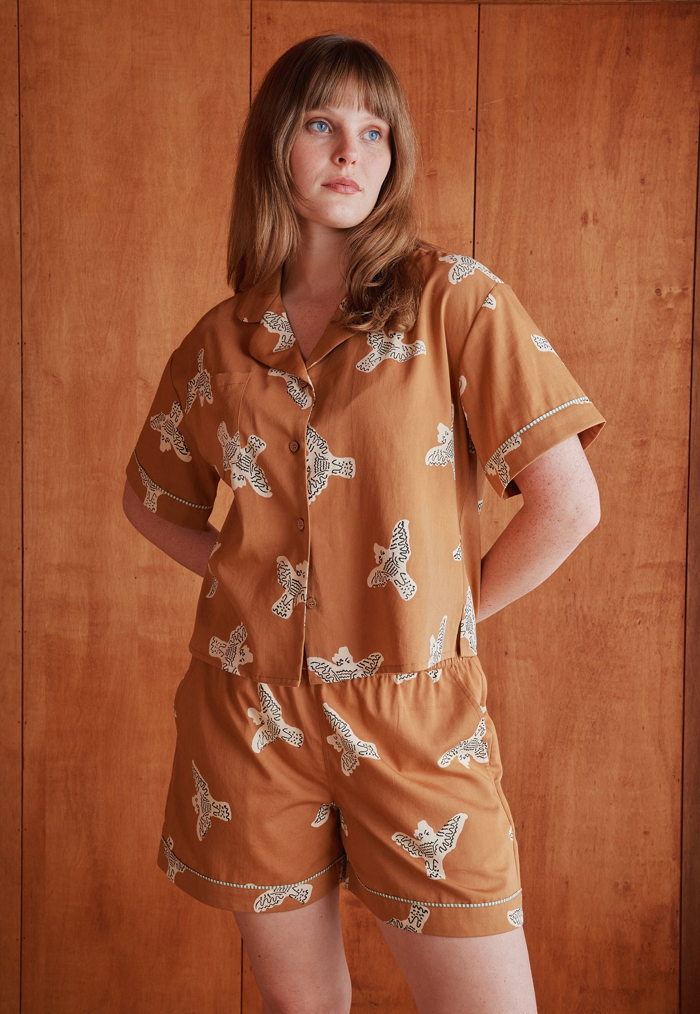 Short Pyjama Set - Cockatoo Brown