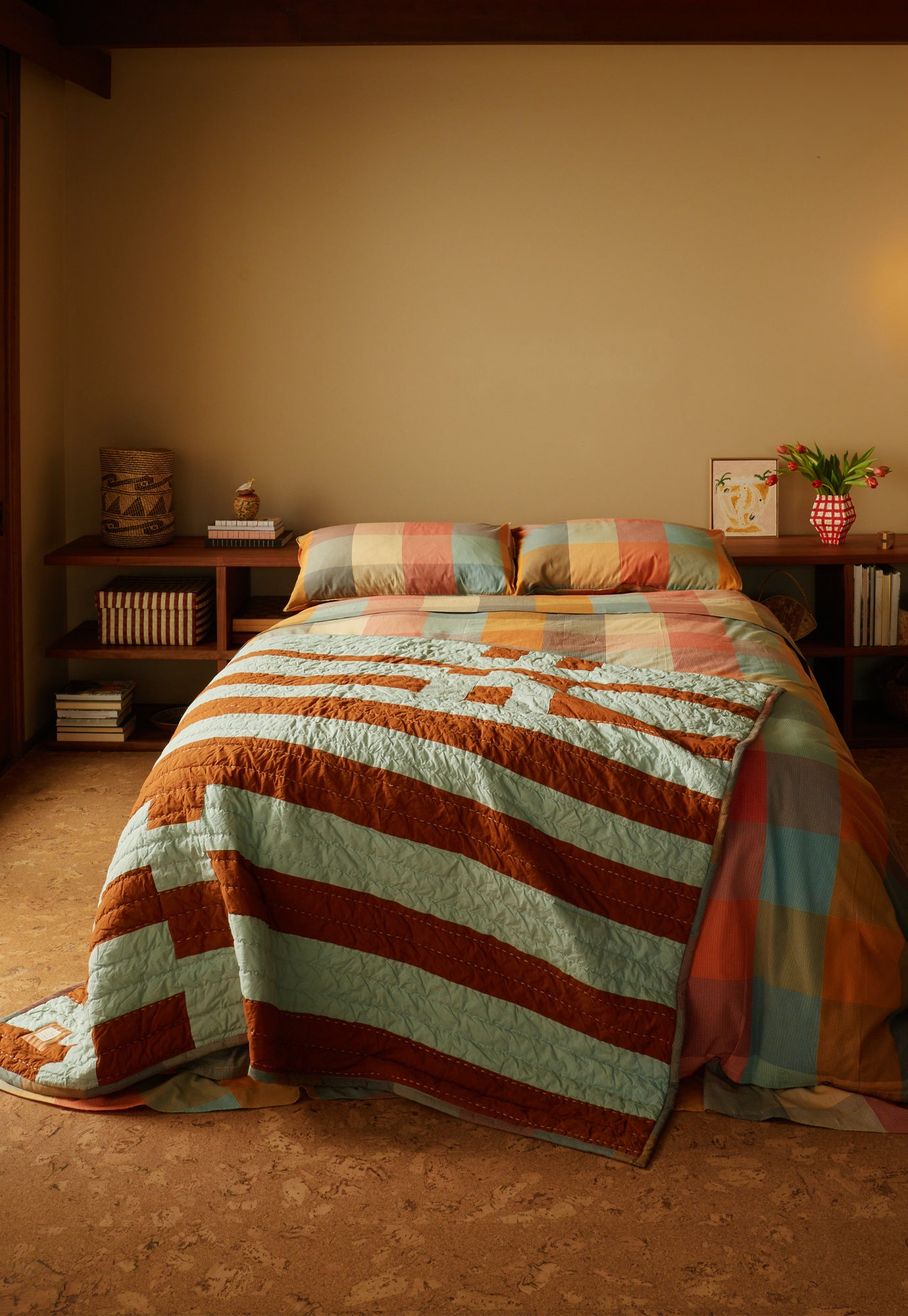 Kantha Quilt - Tobacco Stripe