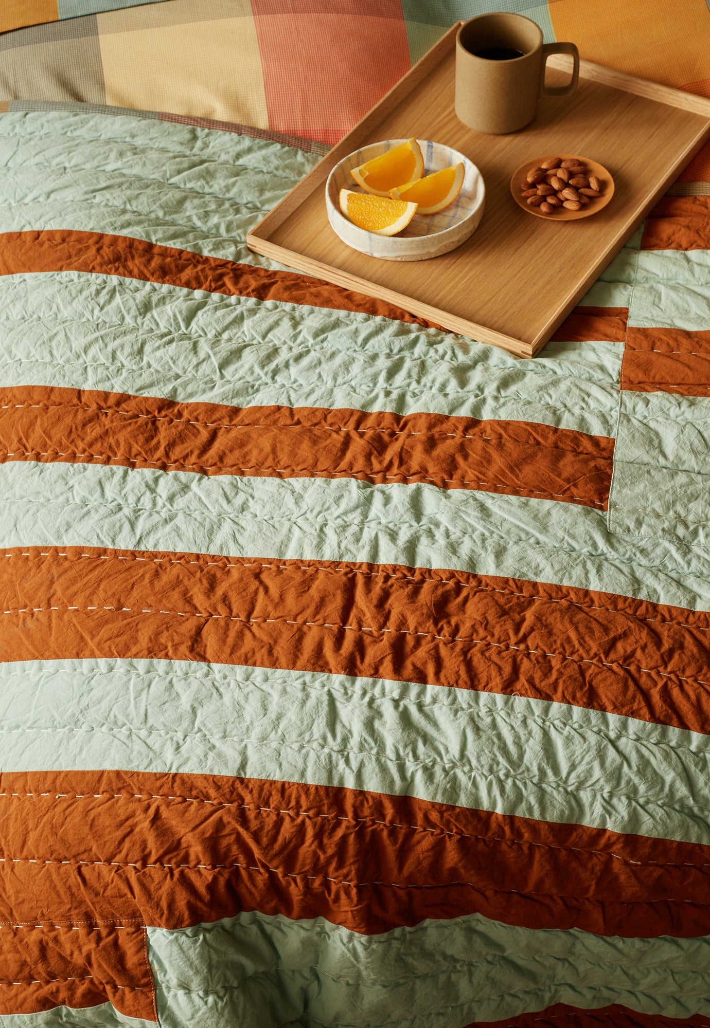 Kantha Quilt - Tobacco Stripe