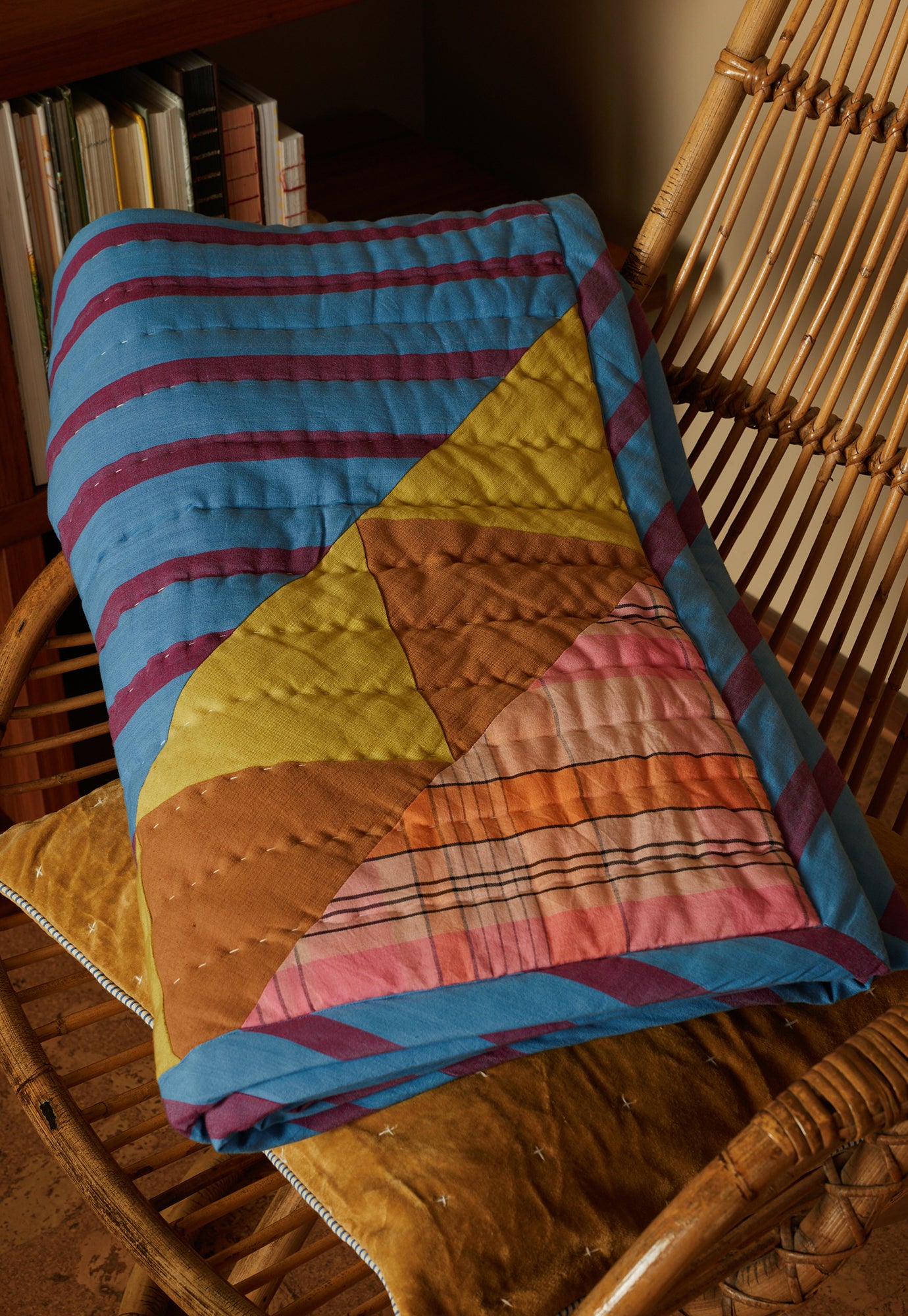 Kantha Quilt - Raspberry Stripe