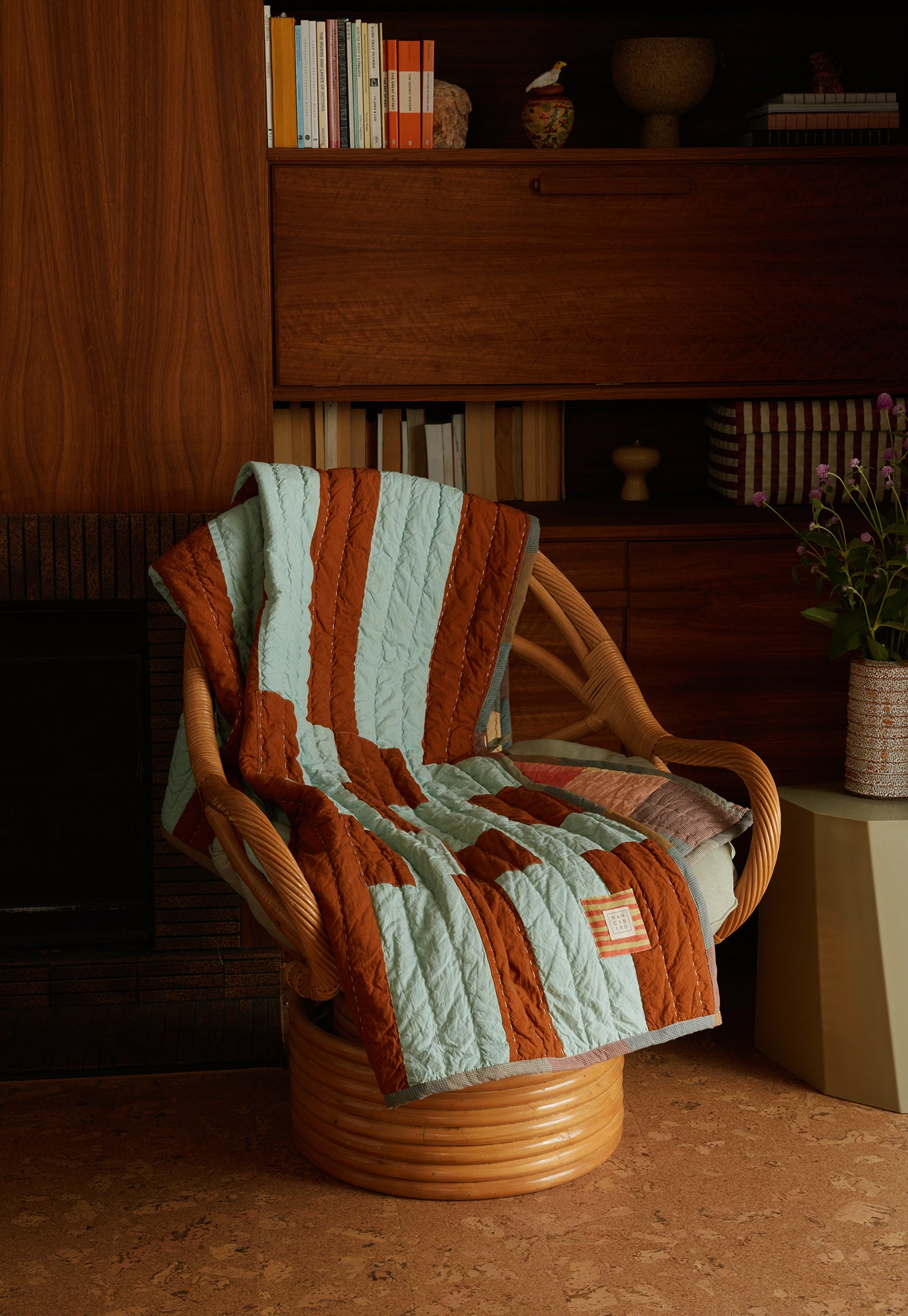 Kantha Quilt - Tobacco Stripe