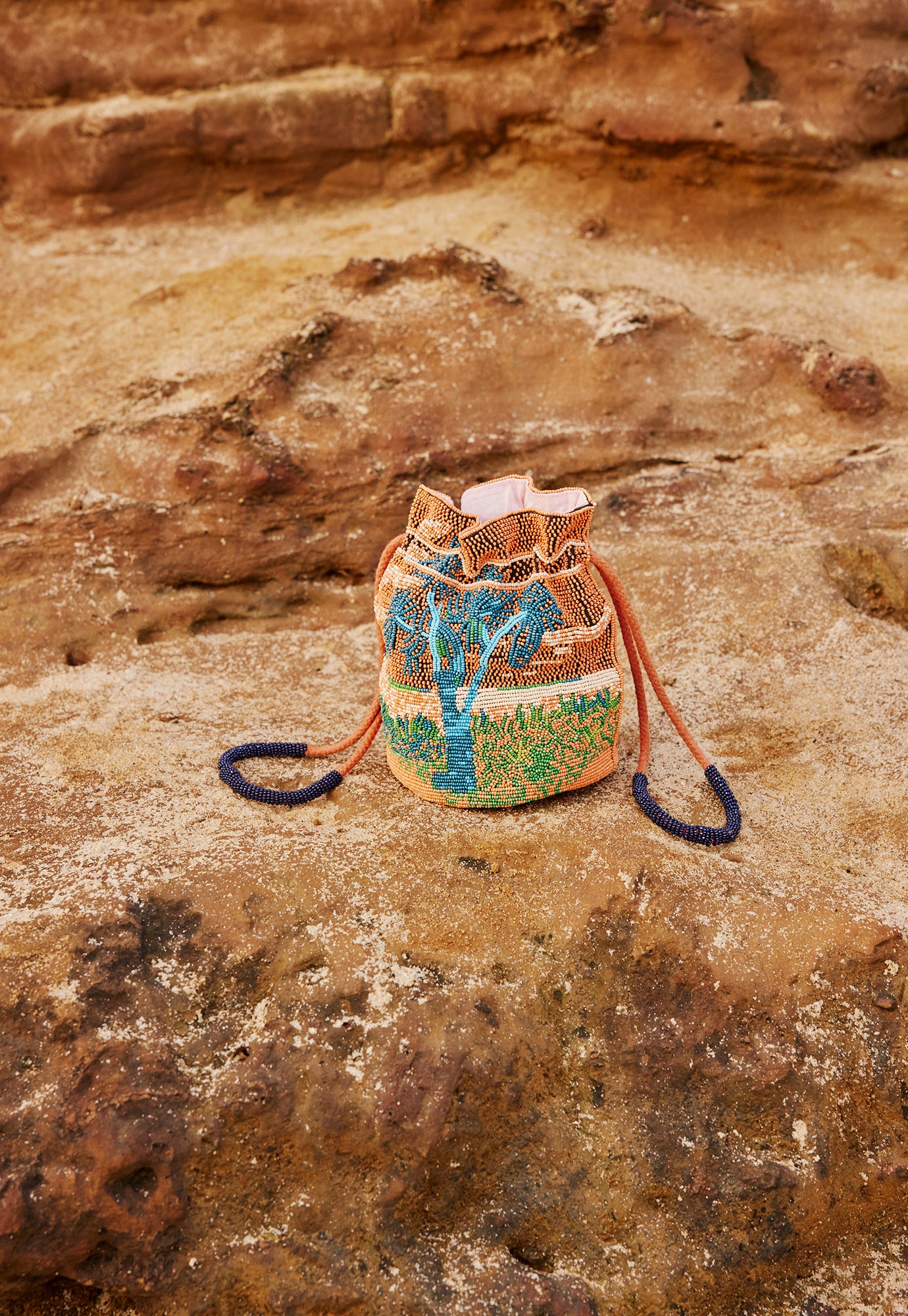Beaded Pouch - Cork Tree