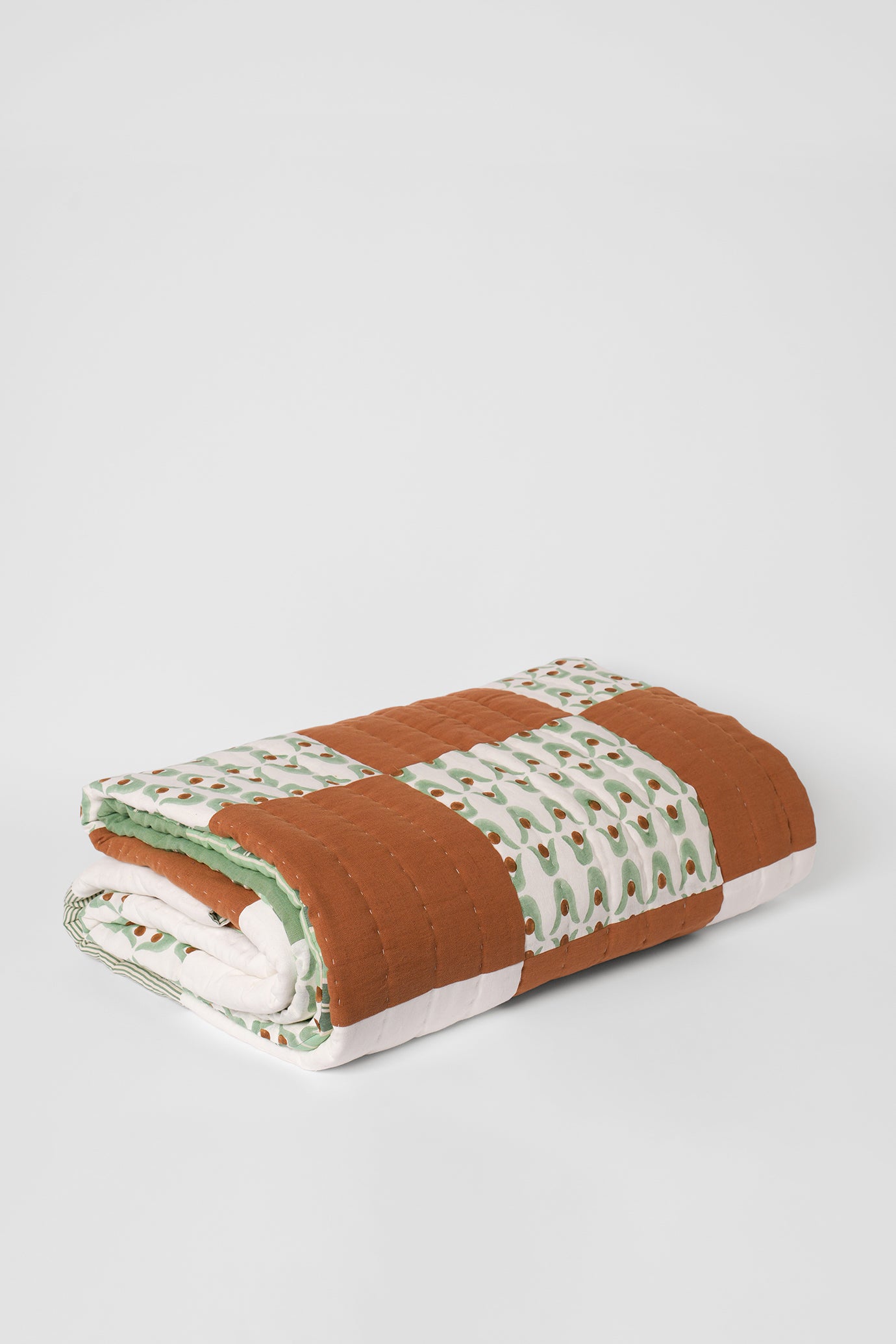 Large Kantha Quilt - Geo Patchwork Squares