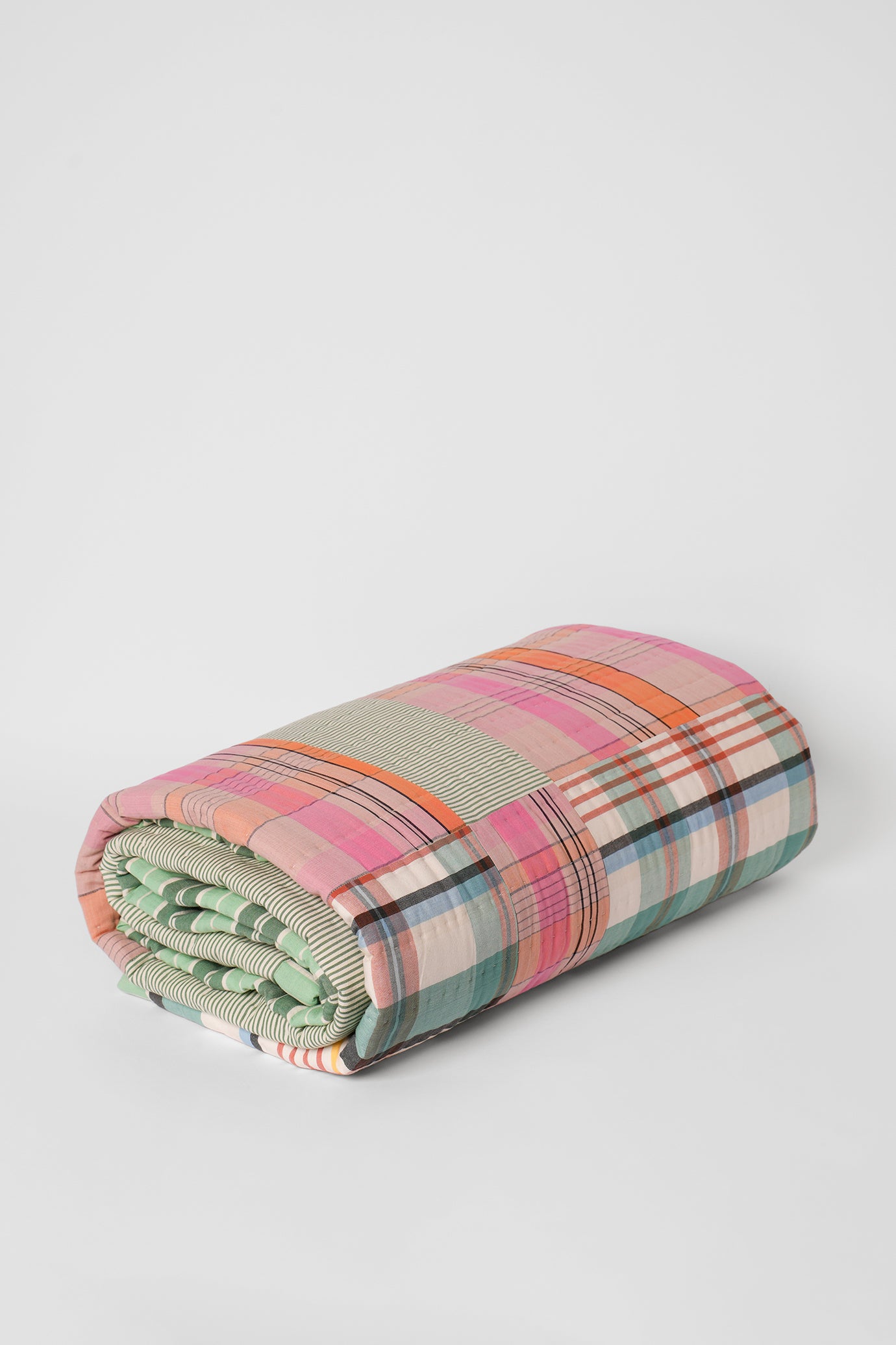 Kantha Quilt - Pink and Green