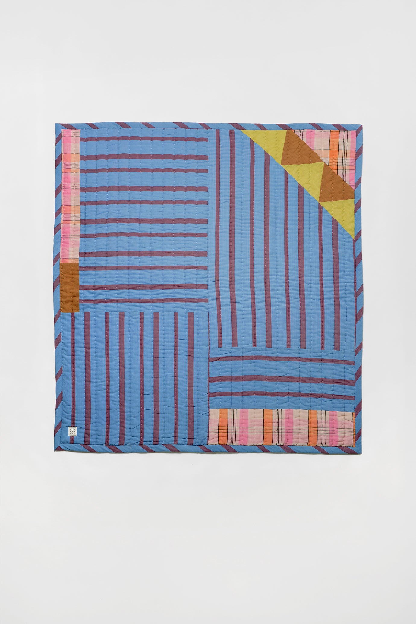 Kantha Quilt - Raspberry Stripe