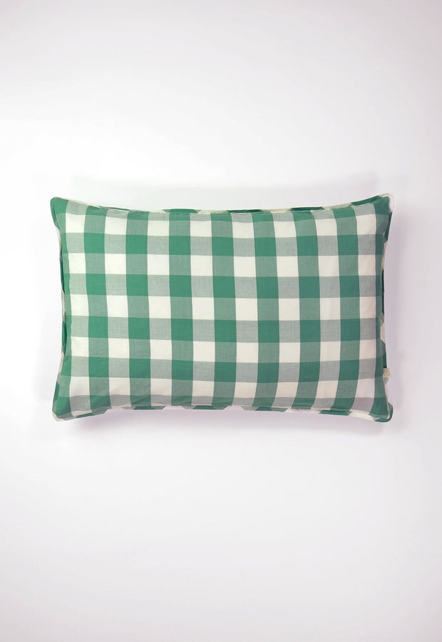 Handwoven Cotton Pillowcase - Green Check