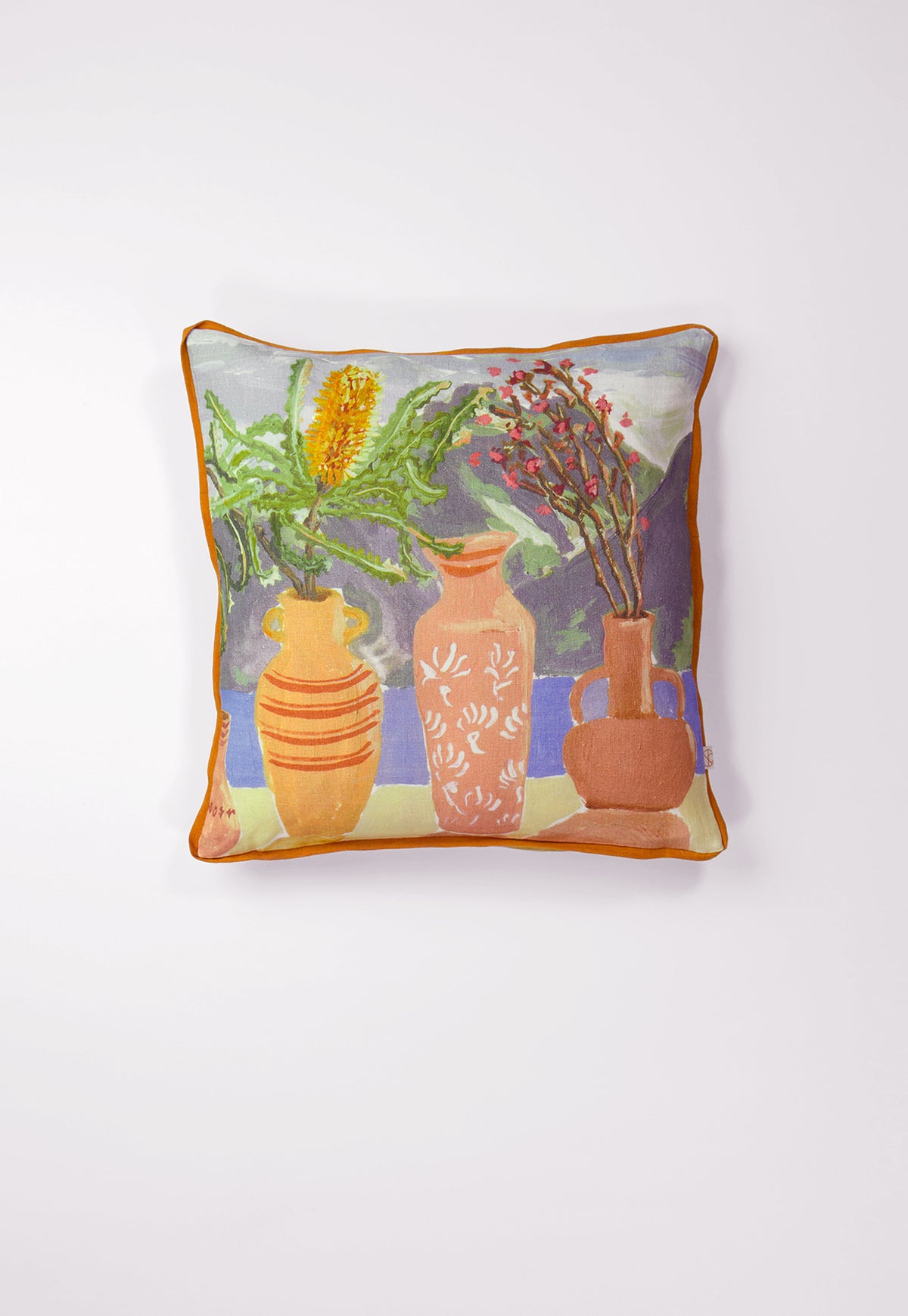 Linen Square Cushion Cover - Ceramic Vases
