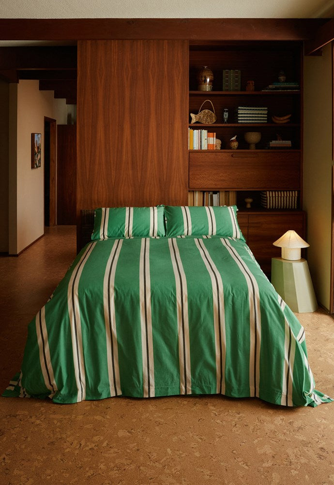 Quilt Cover - Green Stripe