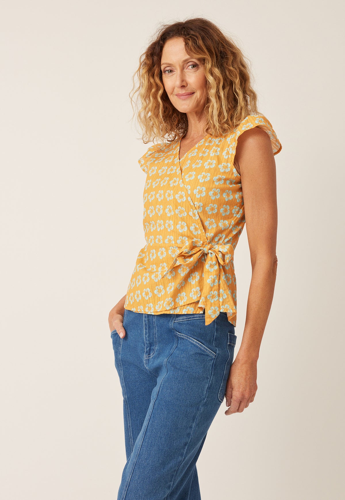 Beatrice Wrap Top - Tropical Floral