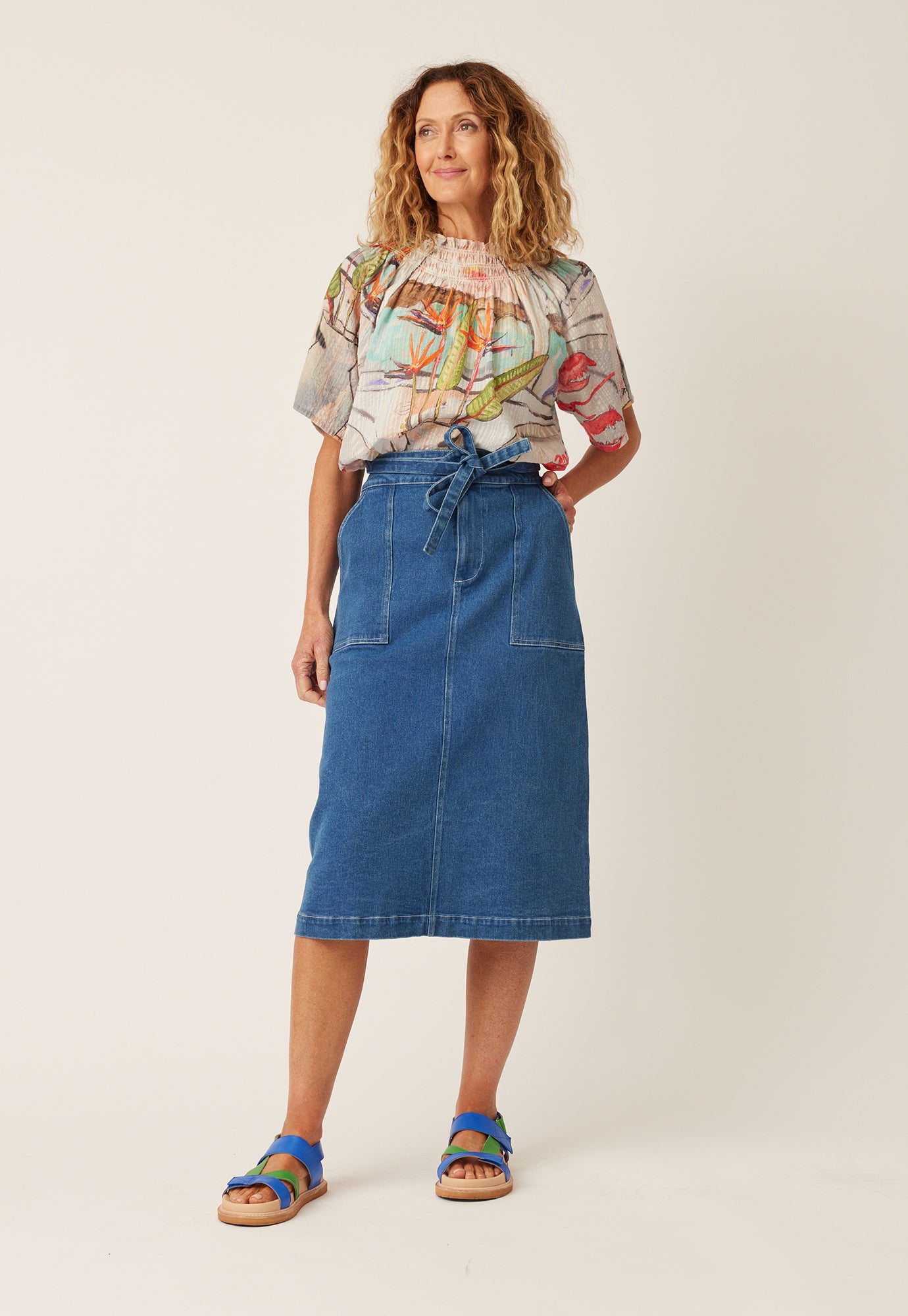 Ume Tie Skirt - Denim