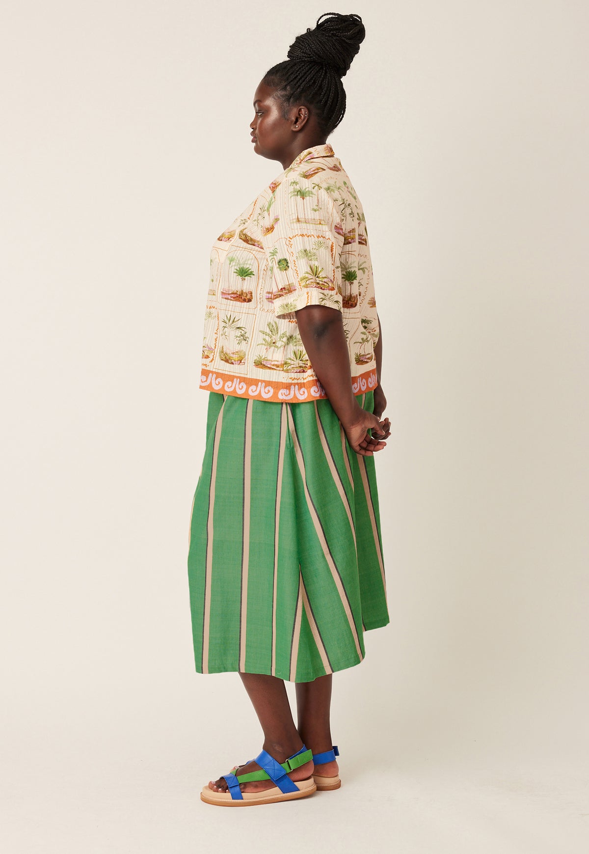 Bindi Skirt - Green Wide Stripe