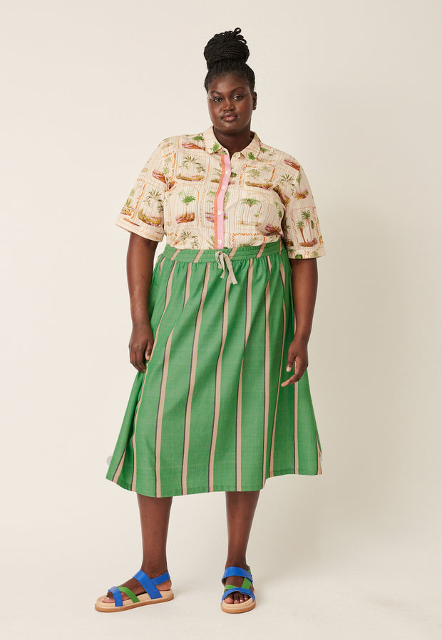Bindi Skirt - Green Wide Stripe