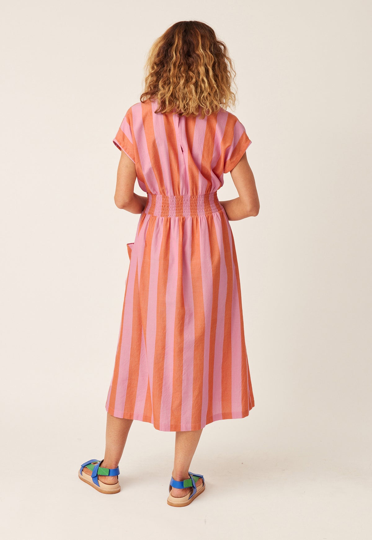 Hana Wrap Dress - Pink Rust Stripe