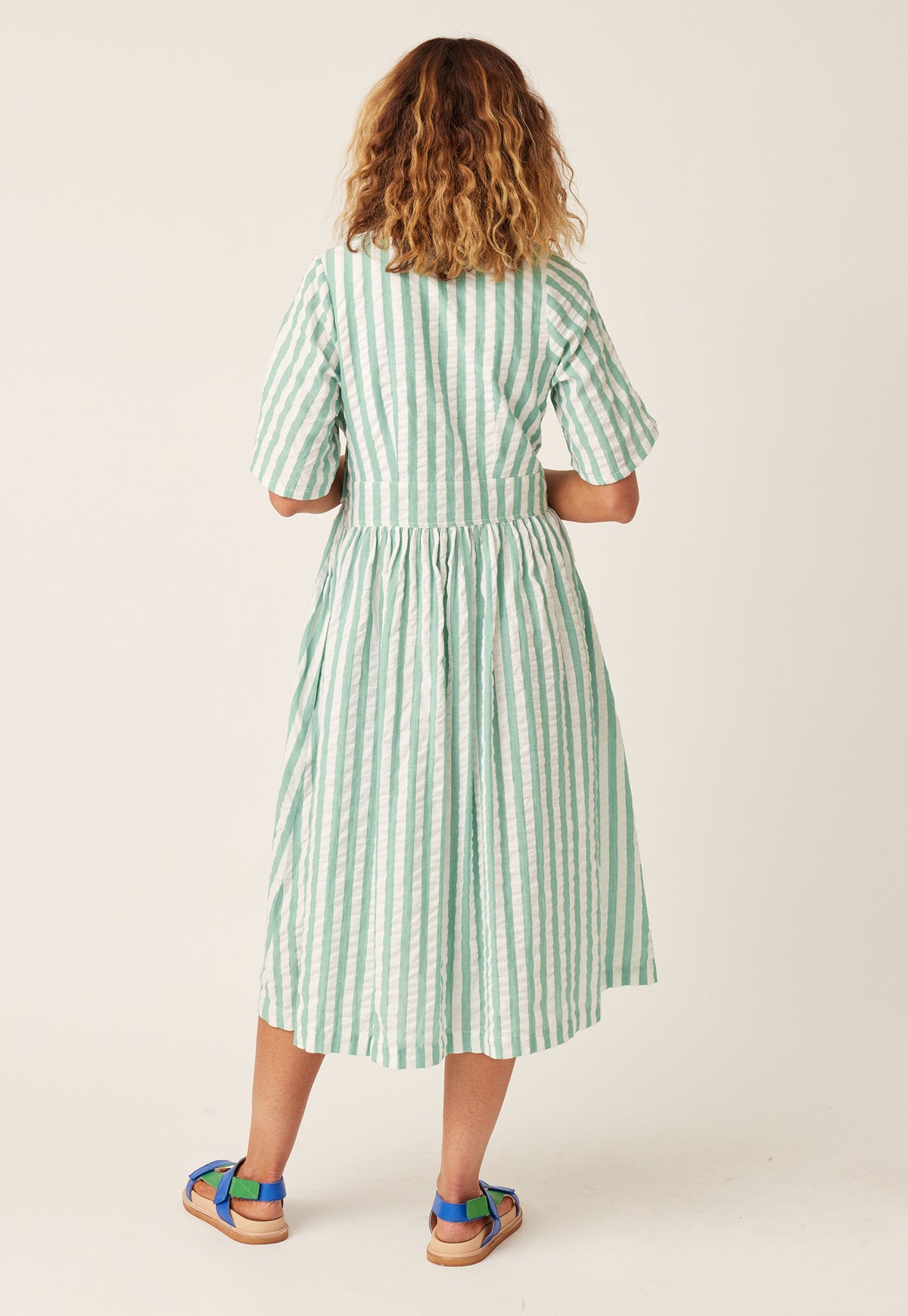 Mabel Dress - Green Stripe