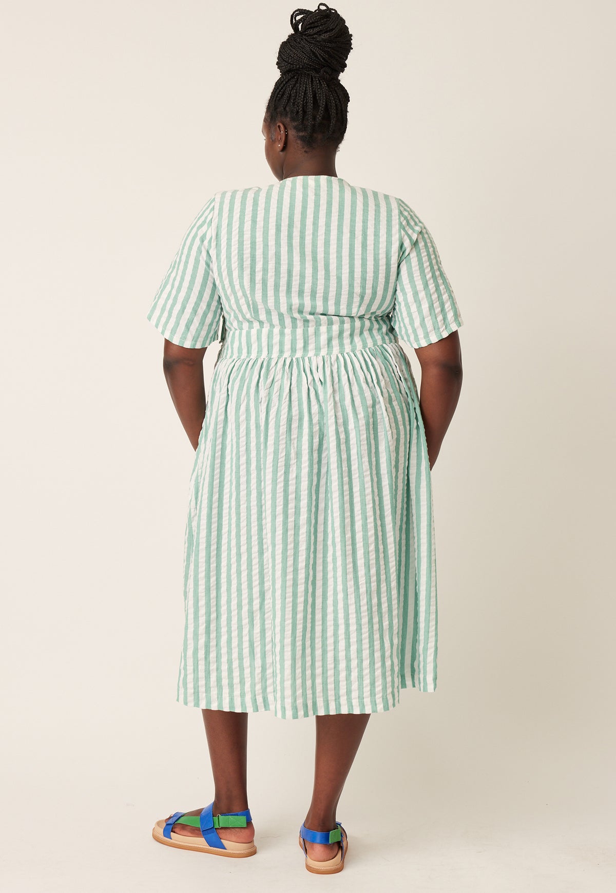 Mabel Dress - Green Stripe
