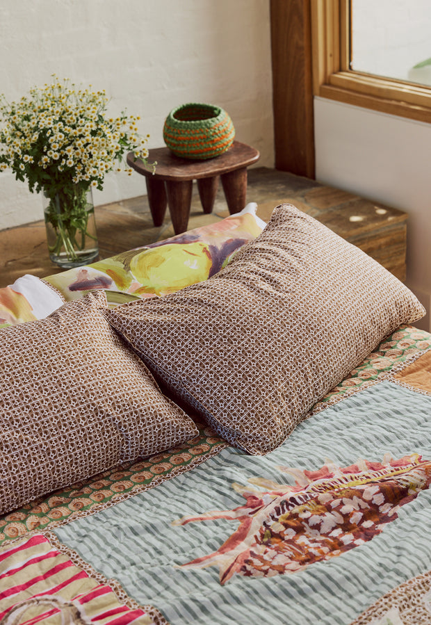 Organic Cotton Pillowcase - Lino Tile