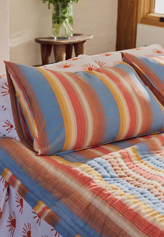 Handwoven Cotton Pillowcase - Earth Stripe