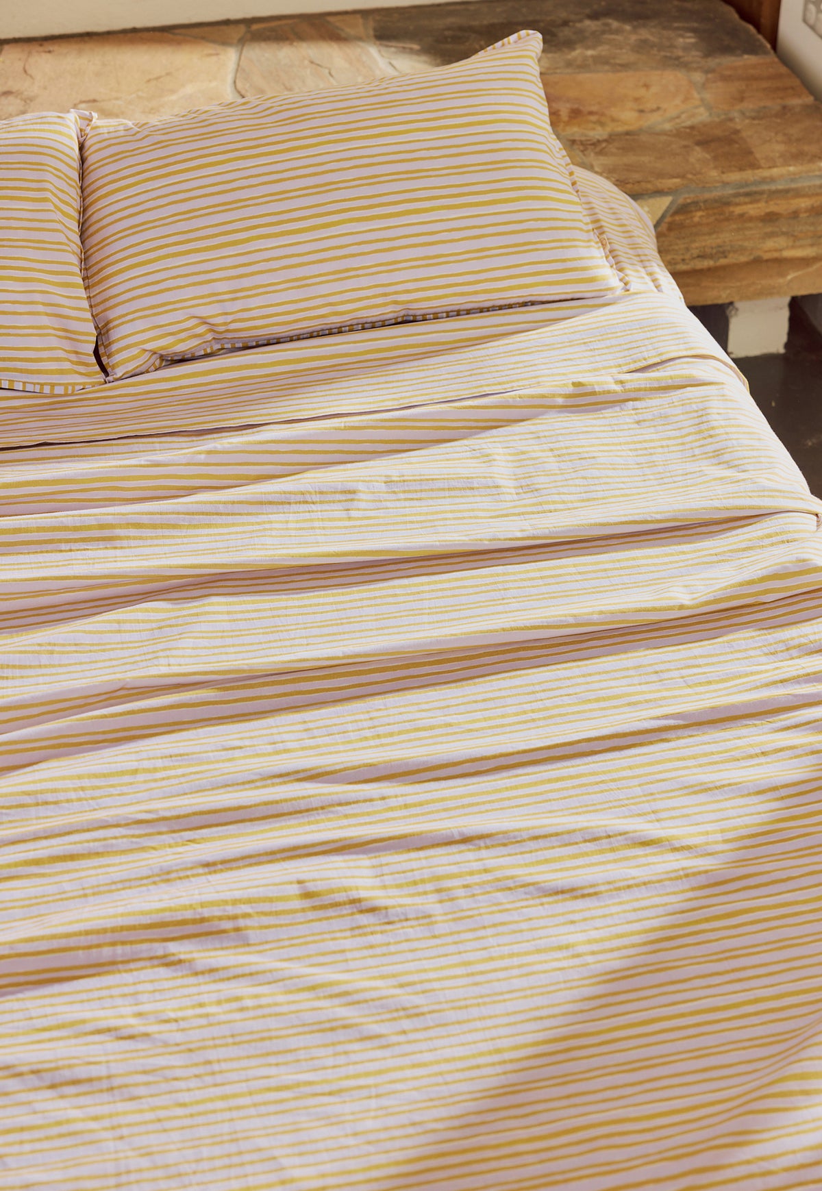 Organic Cotton Flat Sheet - Painted Stripe