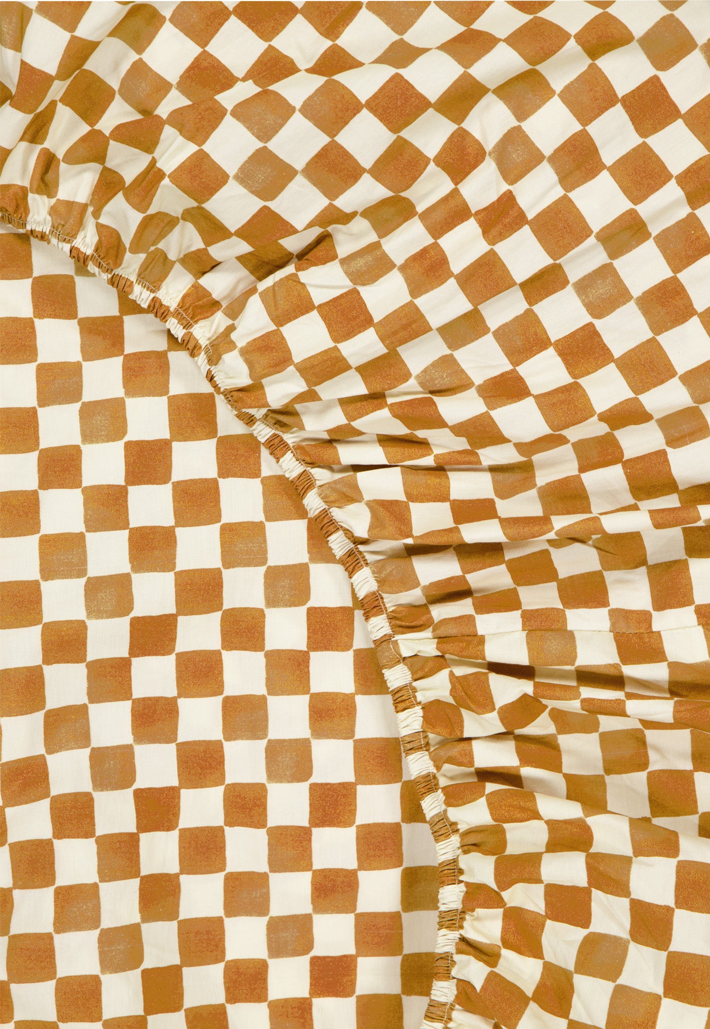 Organic Cotton Fitted Sheet - Timber Checkerboard