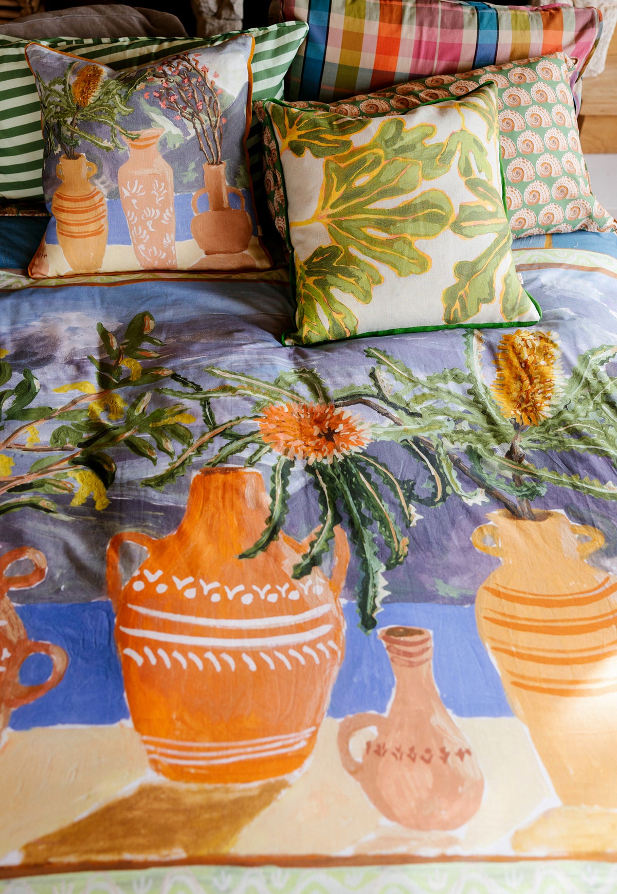 Organic Cotton Quilt Cover - Ceramic Vases