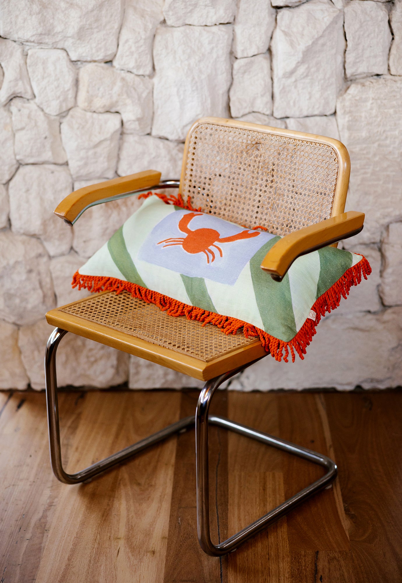 Crab Linen Long Cushion