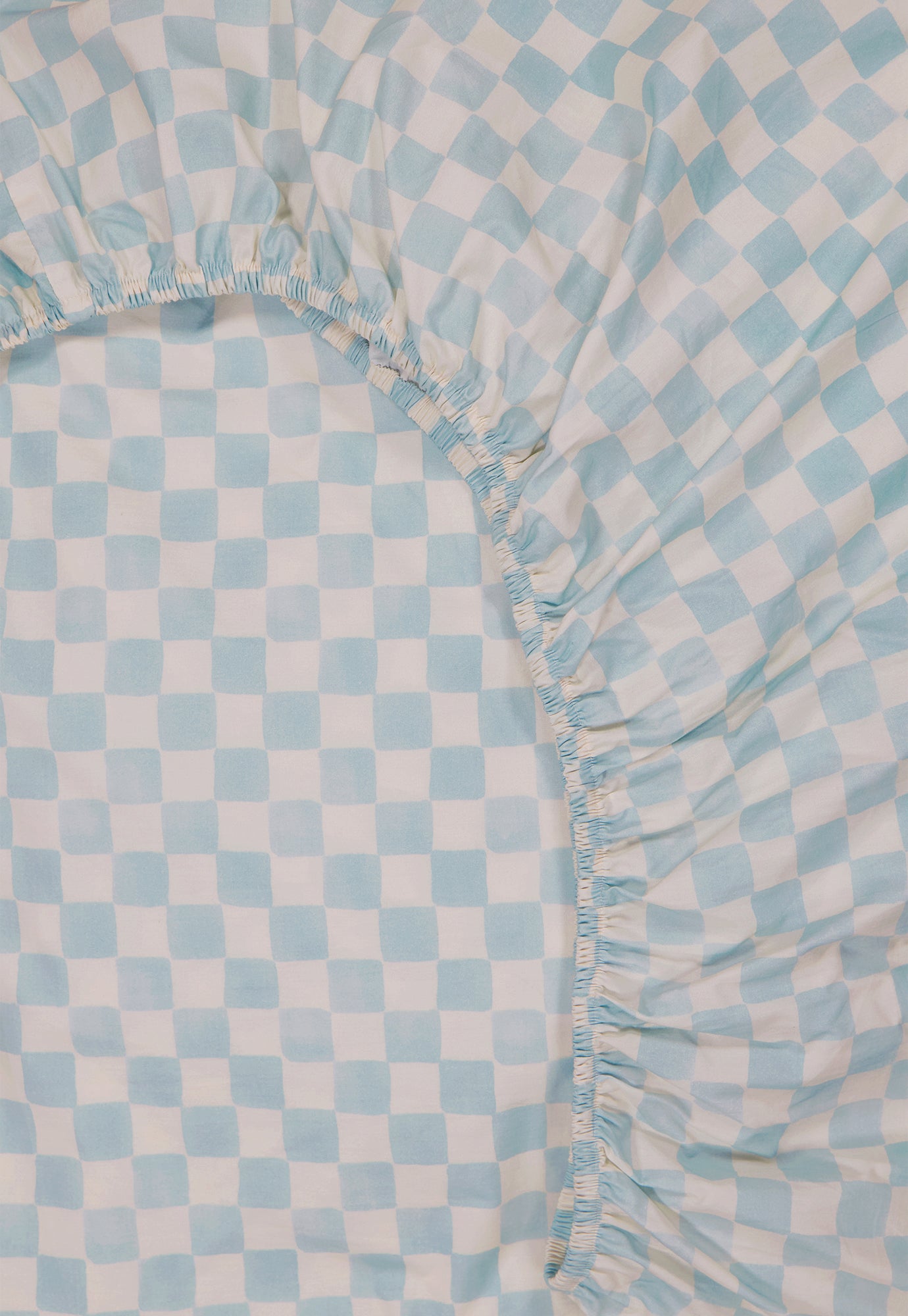 Dusty Aqua Checkerboard Organic Cotton Fitted Sheet