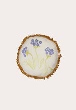 Blue Floral Linen Round Cushion