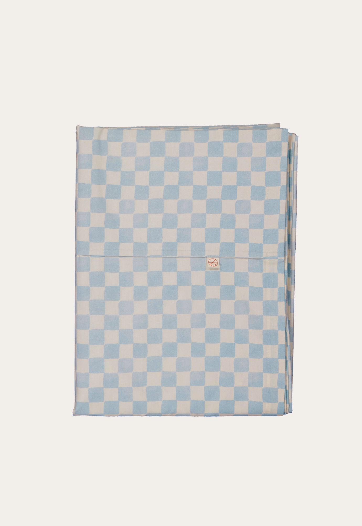 Dusty Aqua Checkerboard Organic Cotton Flat Sheet